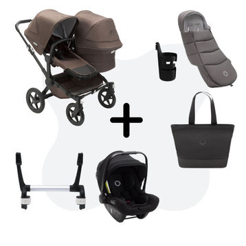 Bugaboo Donkey 5 Duo Essential Bundle - Black - Mineral Taupe