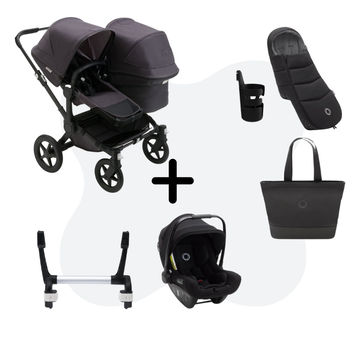 Bugaboo Donkey 5 Duo Essential Bundle - Black - Mineral Washed Black