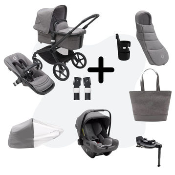 Bugaboo Fox 5 Newborn Bundle Black - Grey Melange