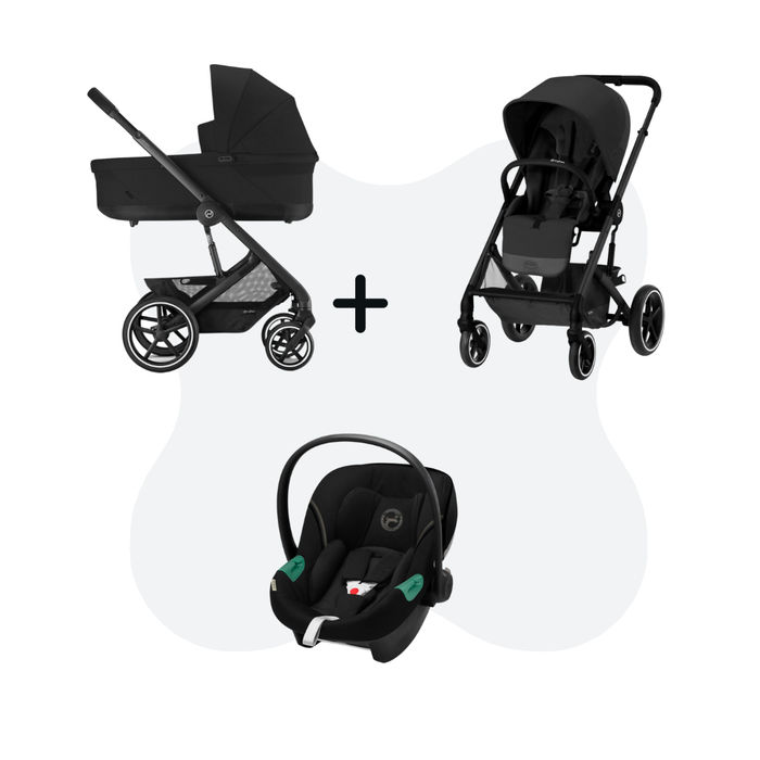 Poussette Cybex Balios S Lux - Châssis Black/ Moon Black + Coque Auto Cloud  T i-Fix + Siège Auto Sirona T i-Fix - Sepia Black + Base T (2023) - Univers  Poussette