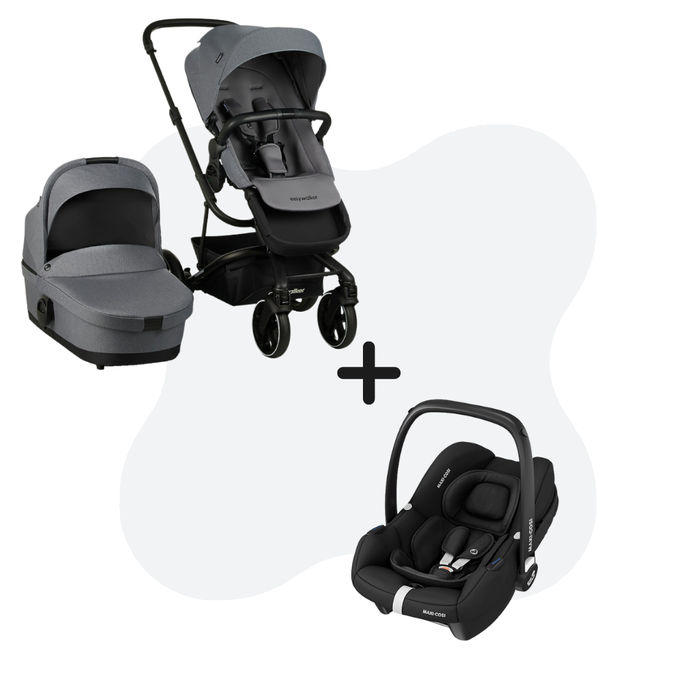 flauw De slaapkamer schoonmaken Omgekeerd Easywalker Harvey 3 Fossil Grey + Maxi-Cosi Cabriofix i-Size Essential Black