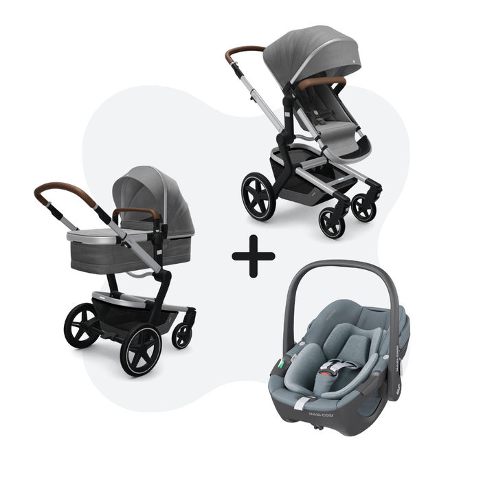 Noord West knuffel Lelie Joolz Day + Gorgeous Grey + Maxi-Cosi Pebble 360 i-Size Essential Grey