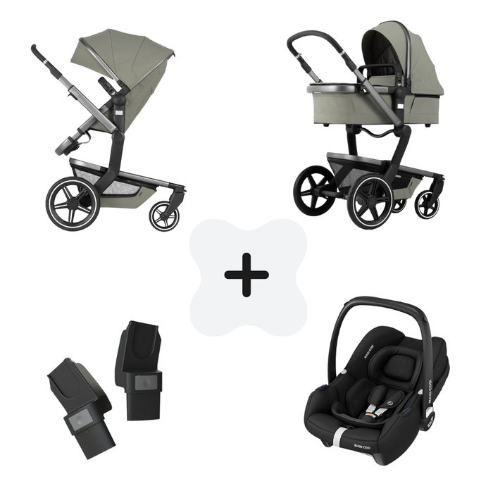 kleding Oplossen kust Joolz Day+ Sage Green + Maxi-Cosi Cabriofix i-Size + Autostoel Adapters