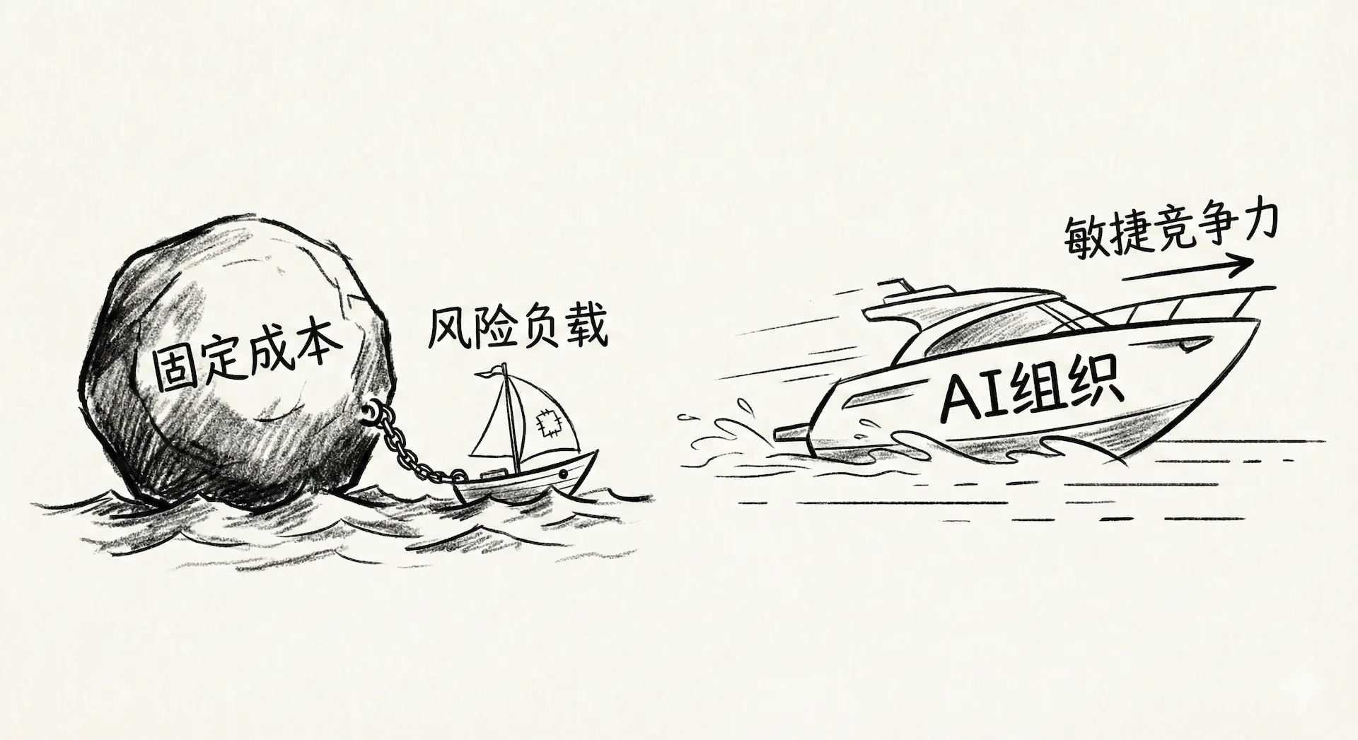 传统模式与AI组织的效率对比