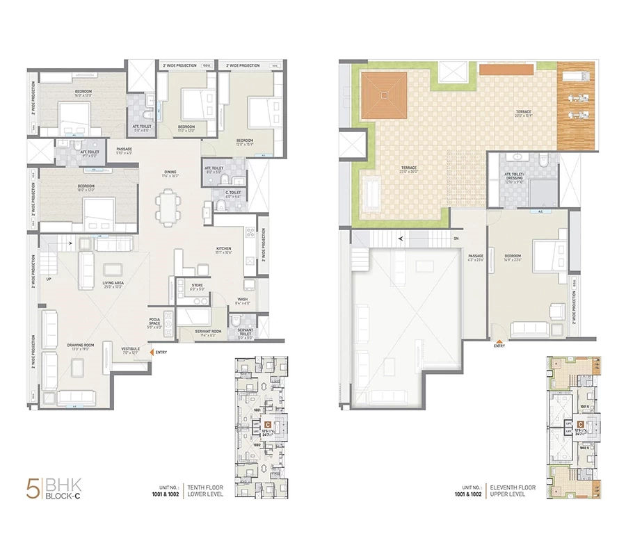 5 BHK Unit Floor Plan Block C