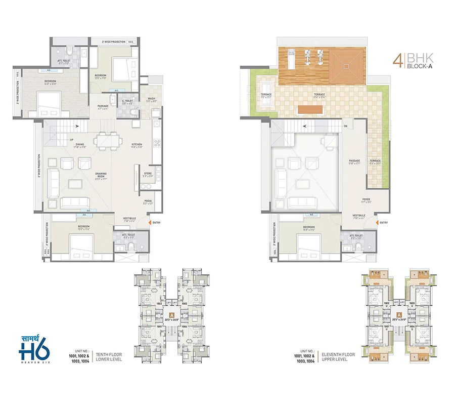 4 BHK Unit Floor Plan Block A