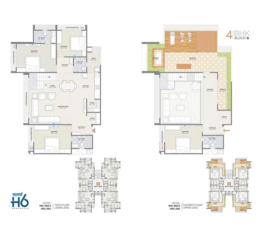 4 BHK Unit Floor Plan Block B
