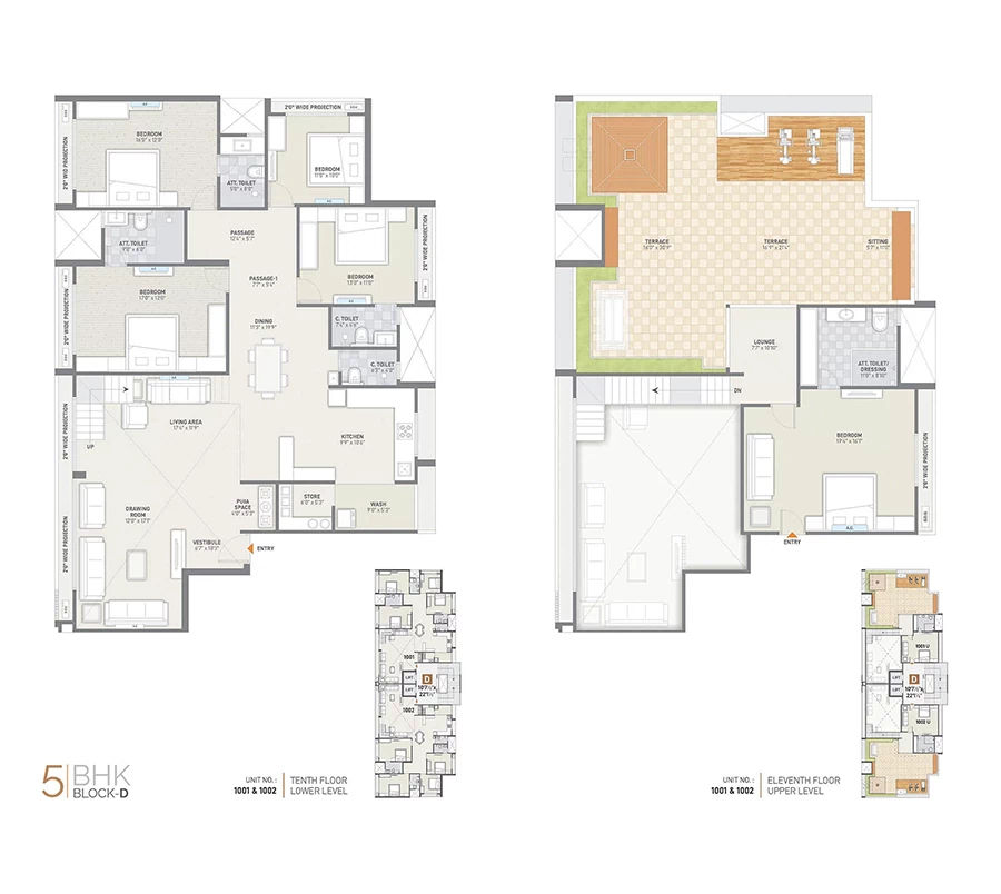 5 BHK Unit Floor Plan Block D