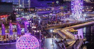 Night scene of Darling Harbour at Christmas