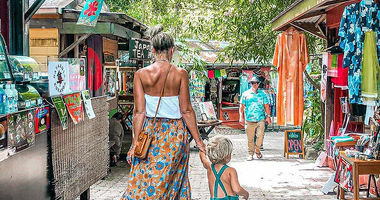 Colorful market stalls in Kuranda Village