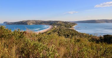 Wide shot of palm beach in sydney