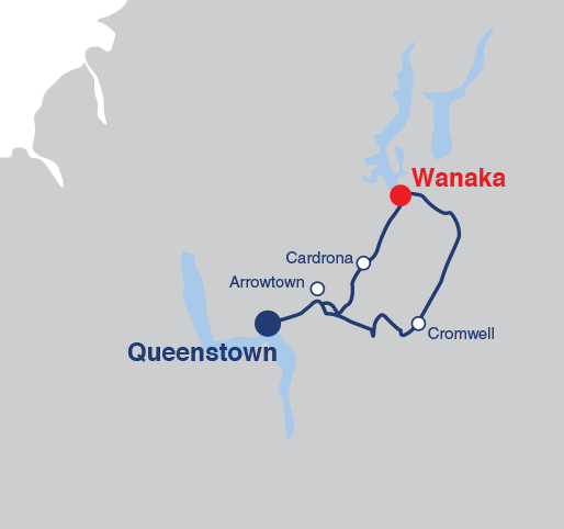 map of queenstown to wanaka route