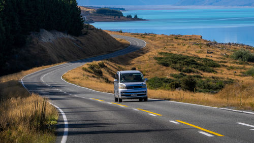 Campervan overlooking Auckland skyline