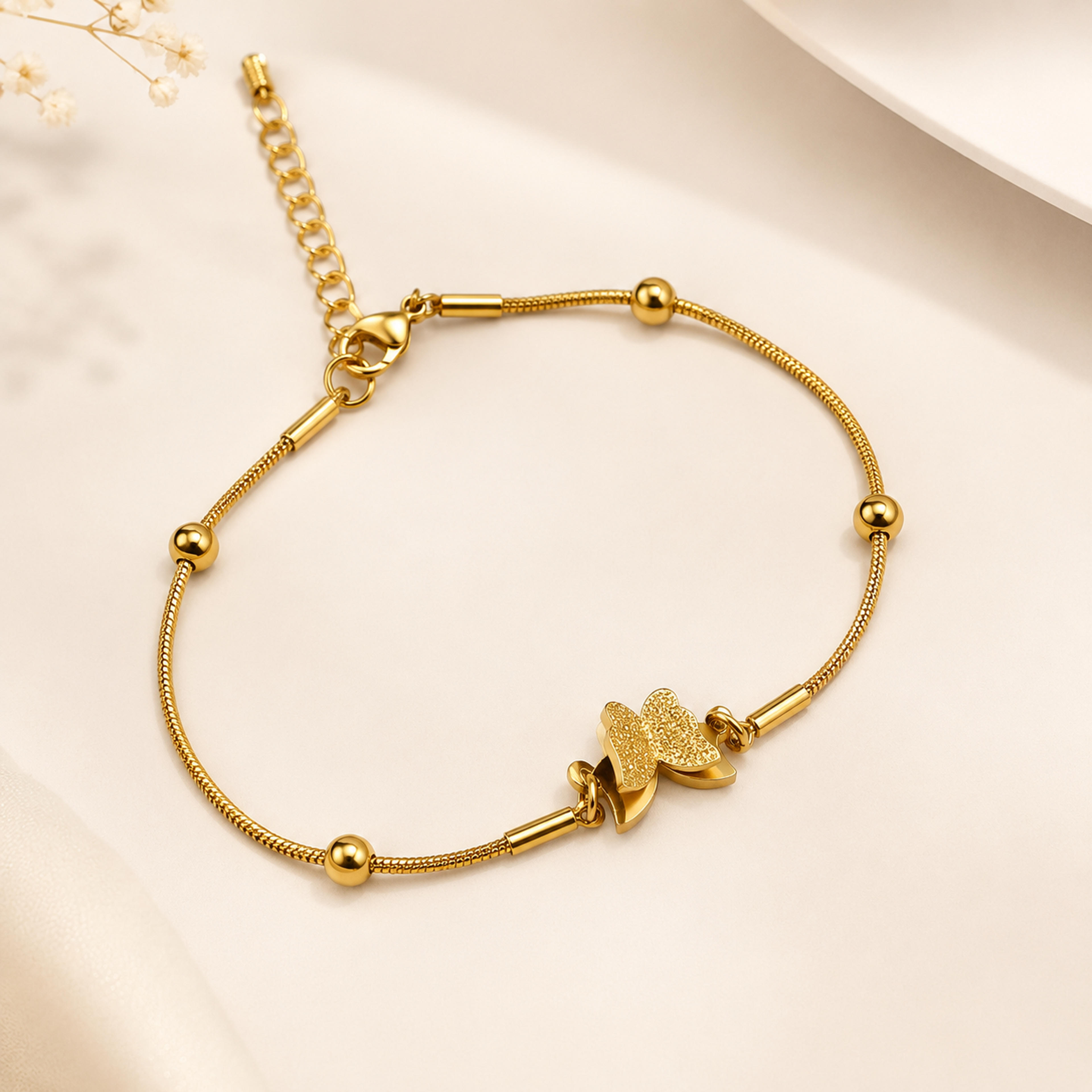 Gilded Silhouette Golden Butterfly Chain Bracelet