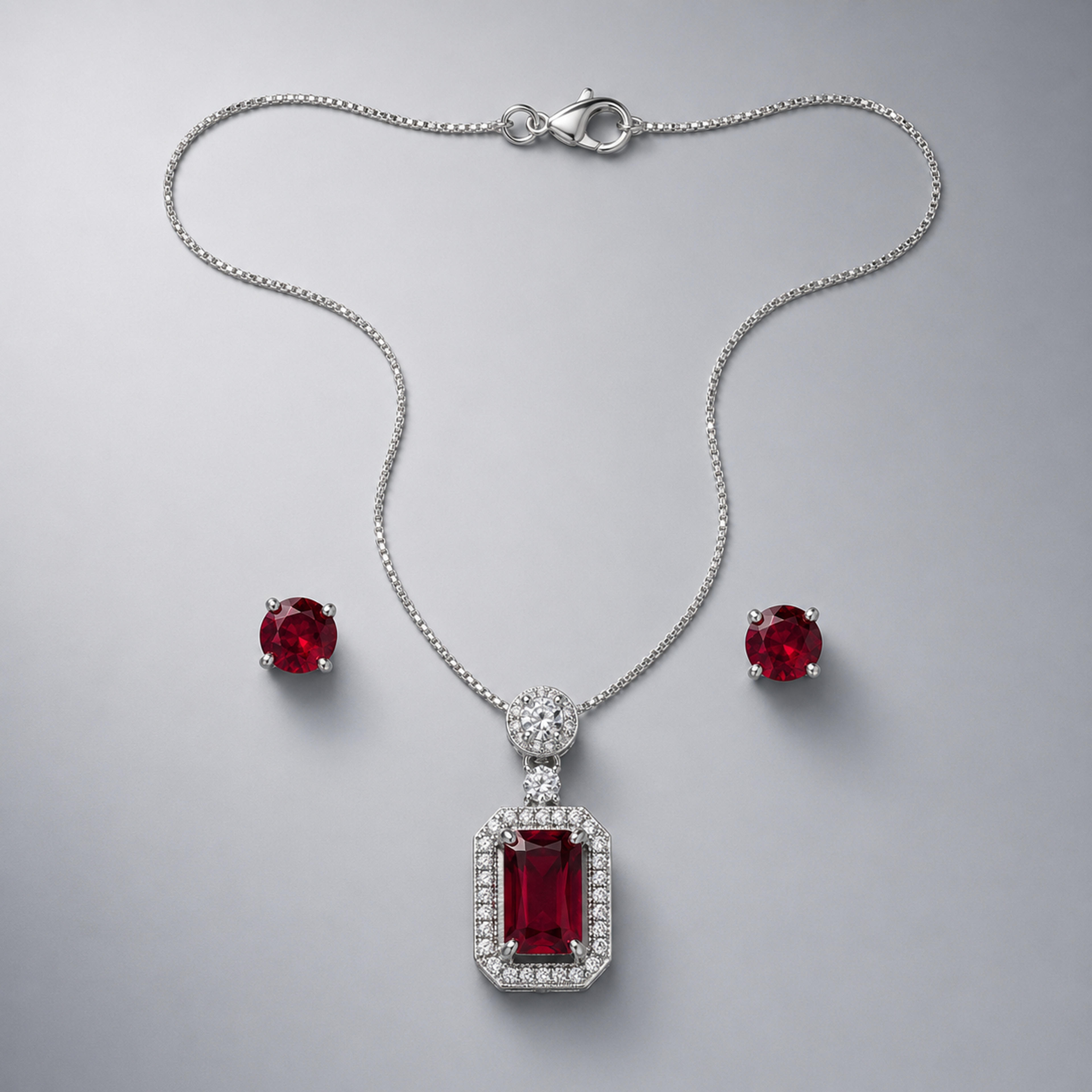 Ruby Aura Nested Octagon Natural Stone Pendant