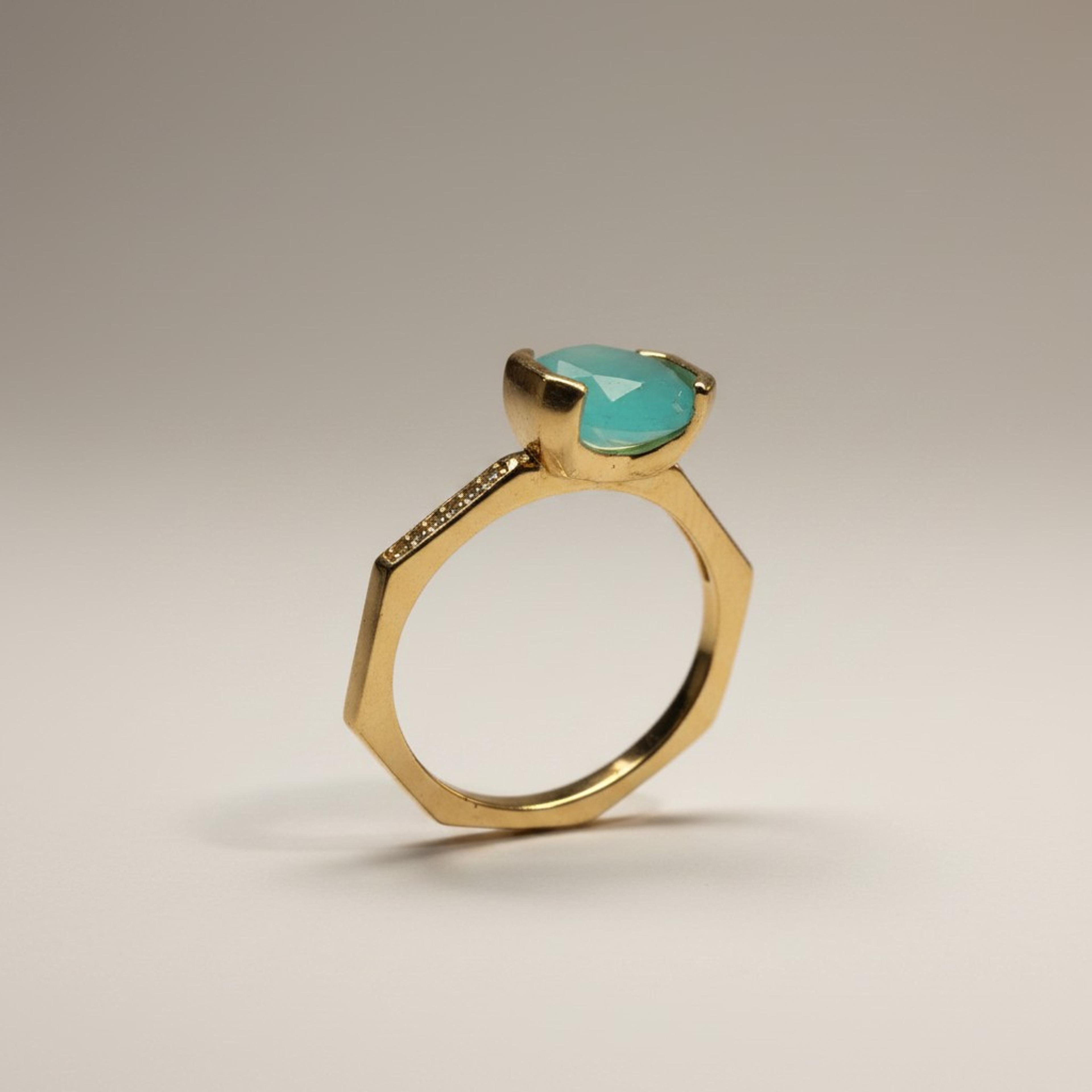 "Geo-Lux" Hexagonal Teal Ring