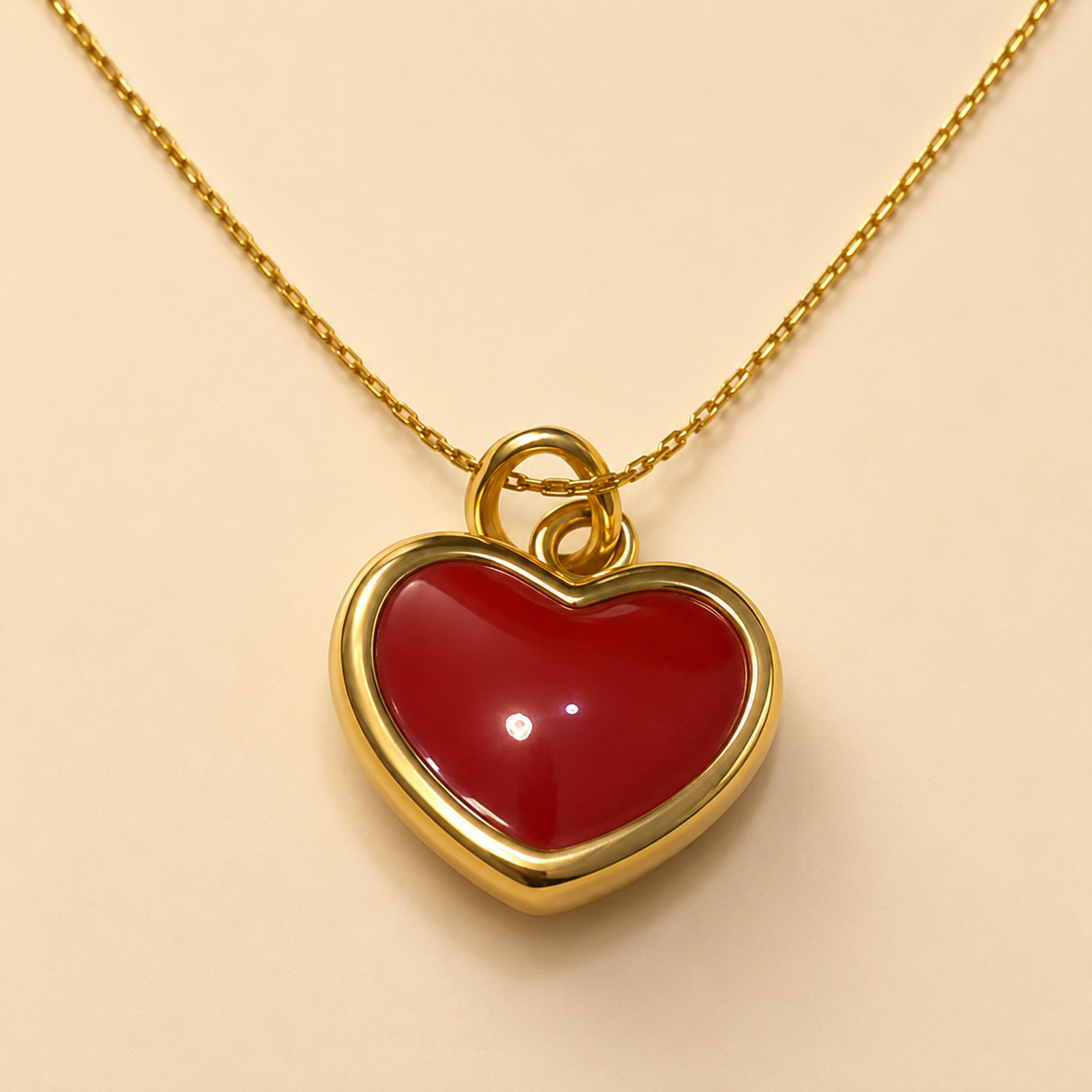 Crimson Desire Enamel Heart Pendant 
