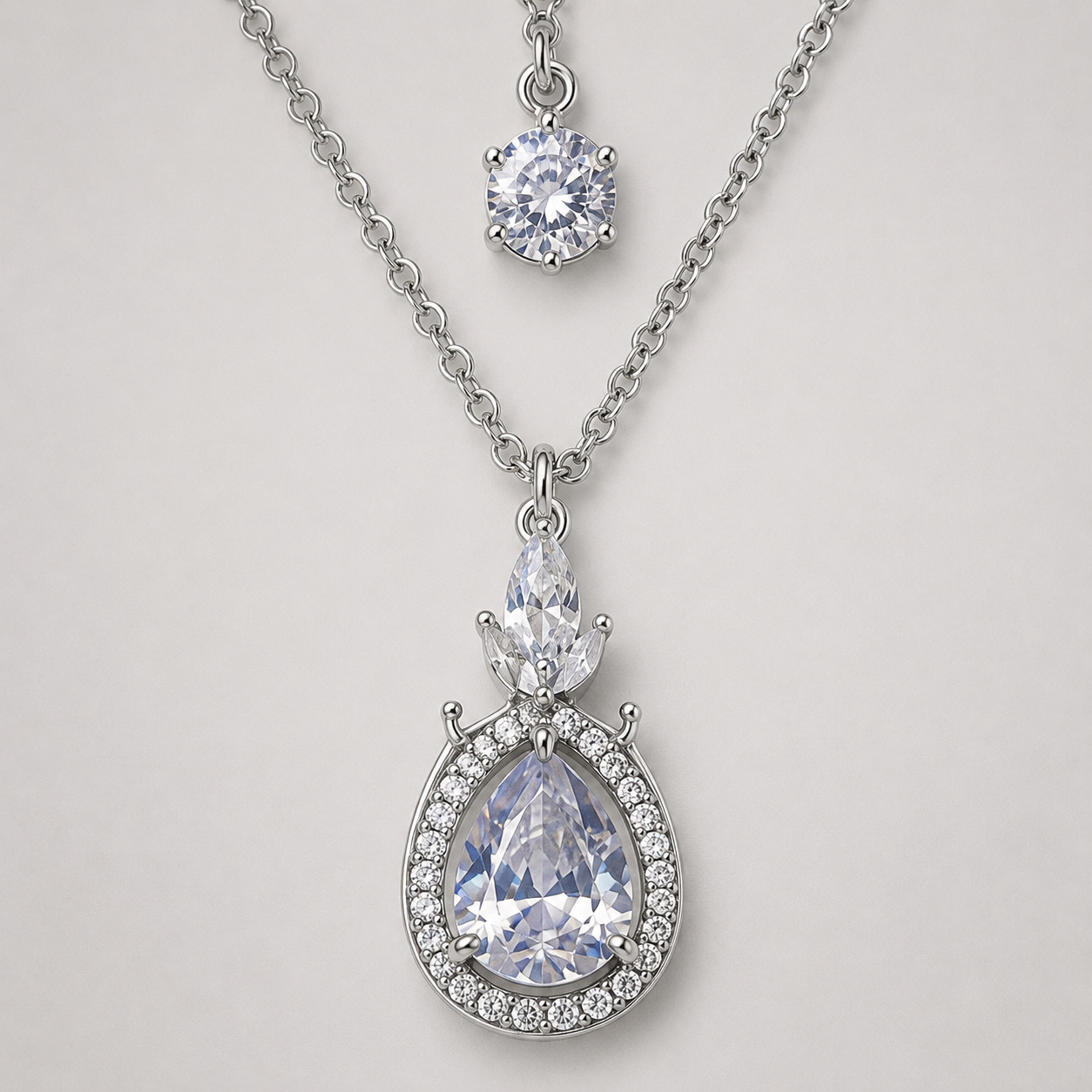 Halo Eclipse Double Oval Zircon Pendant
