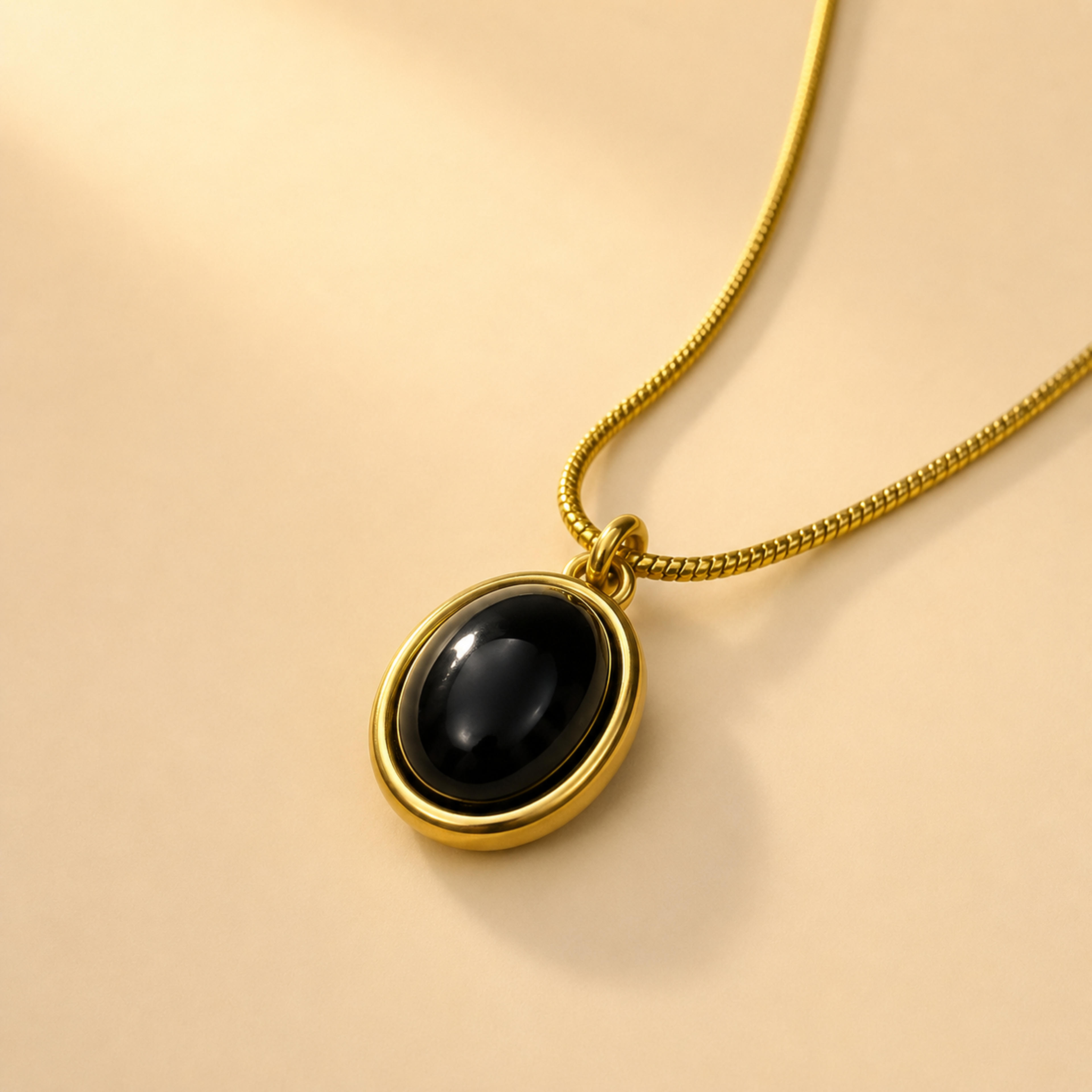 Midnight Aura Nested Oval Natural Stone Pendant