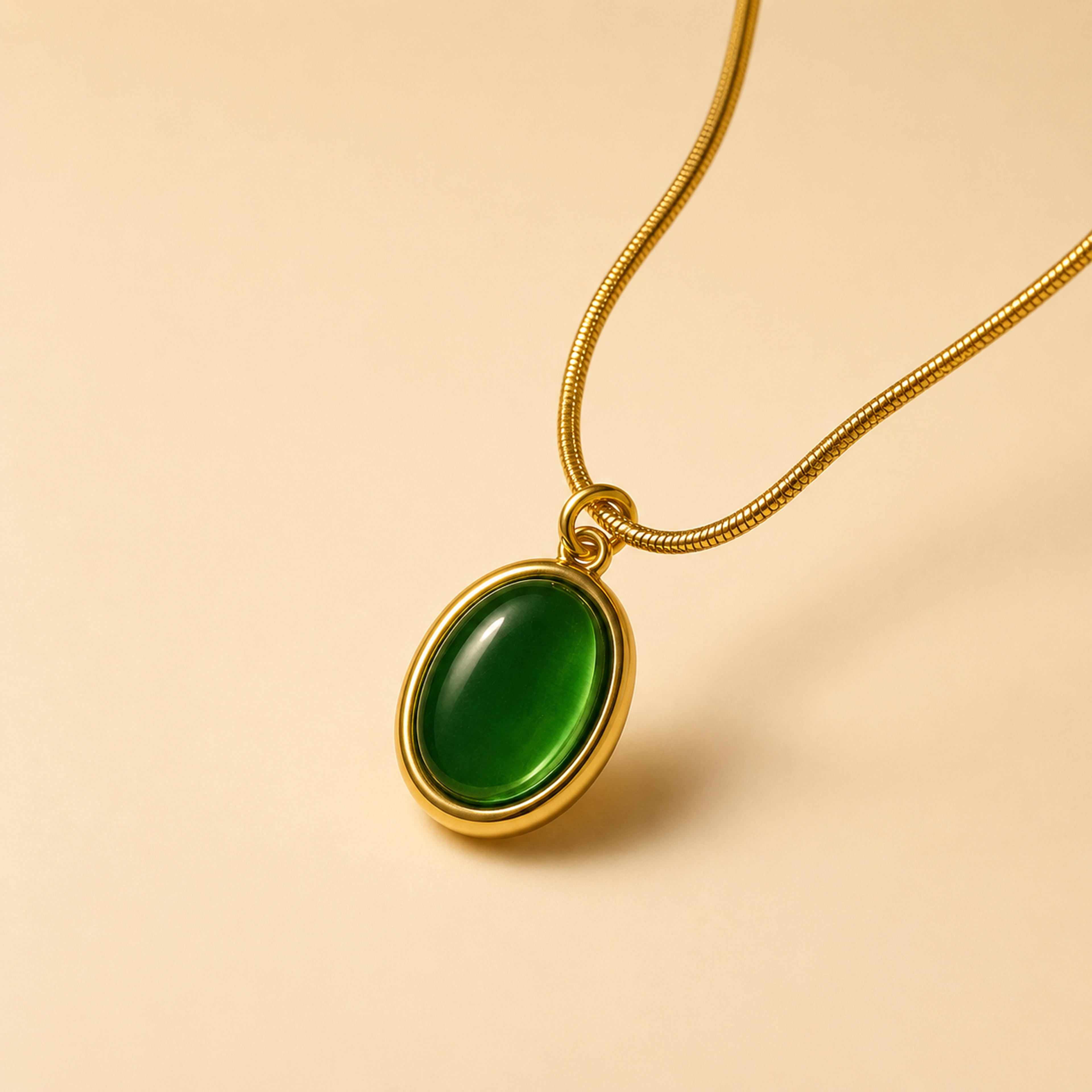 Emerald Isle Nested Oval Natural Stone Pendant
