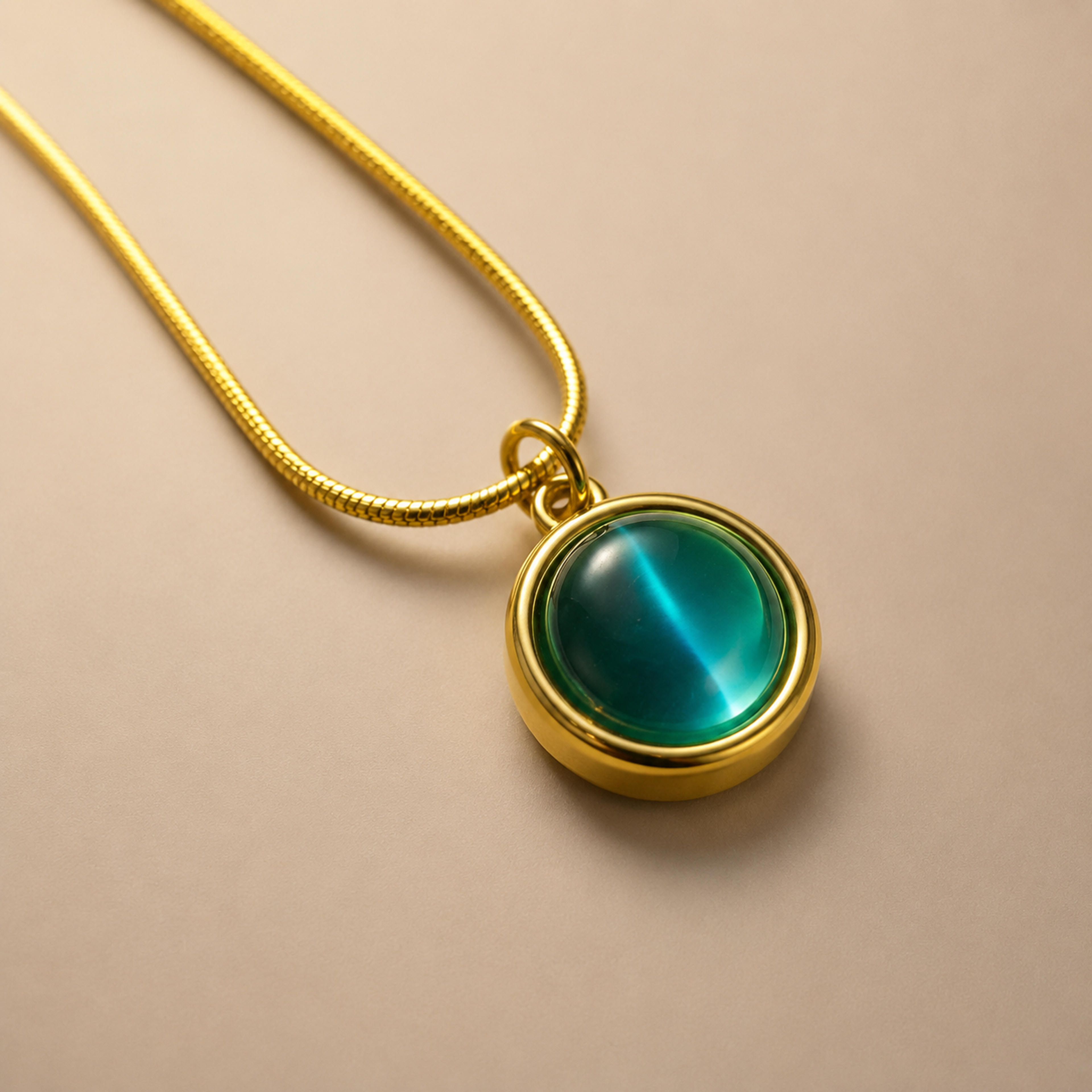 Azure Tide Nested Oval Natural Stone Pendant