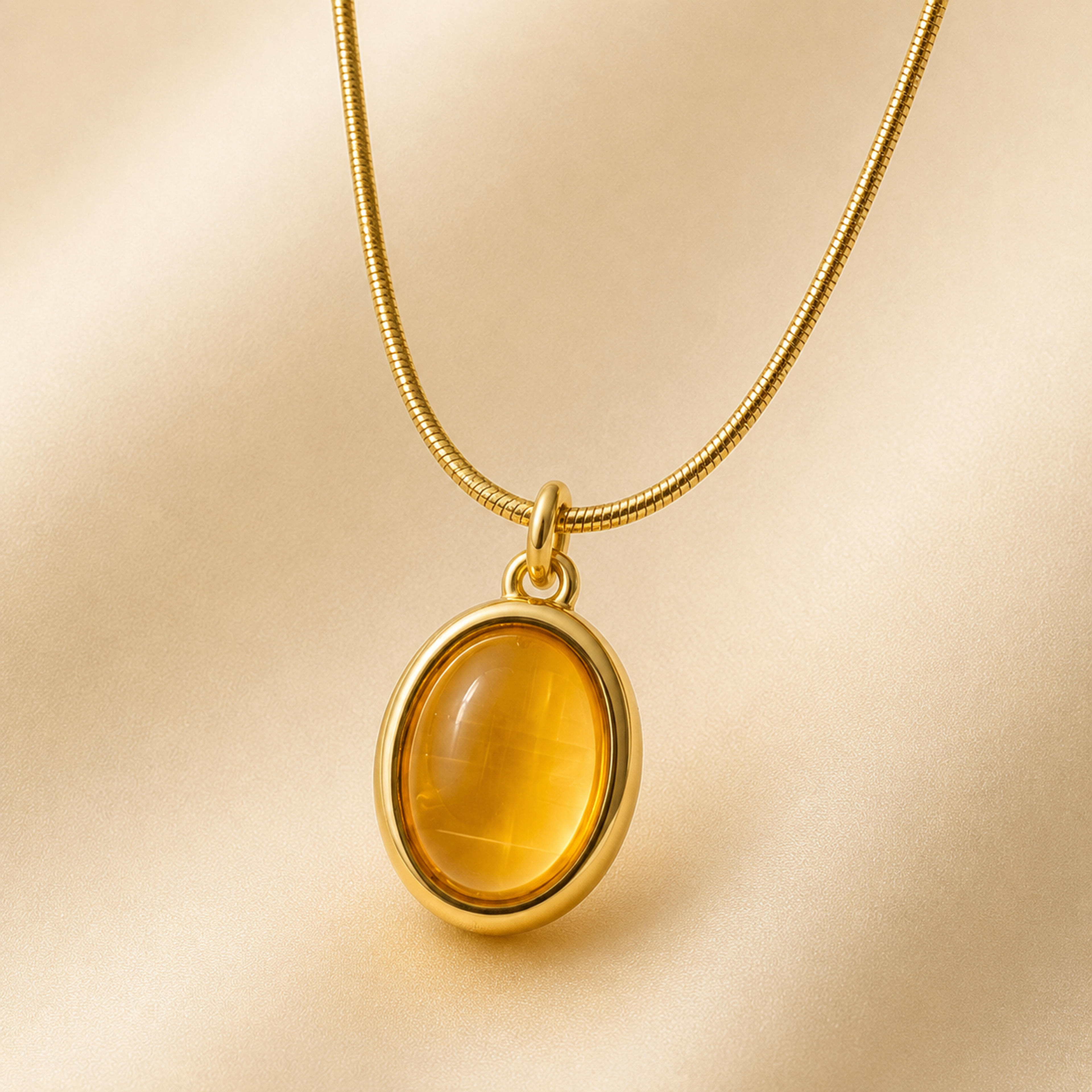 Apricot Glow Nested Oval Carnelian Pendant