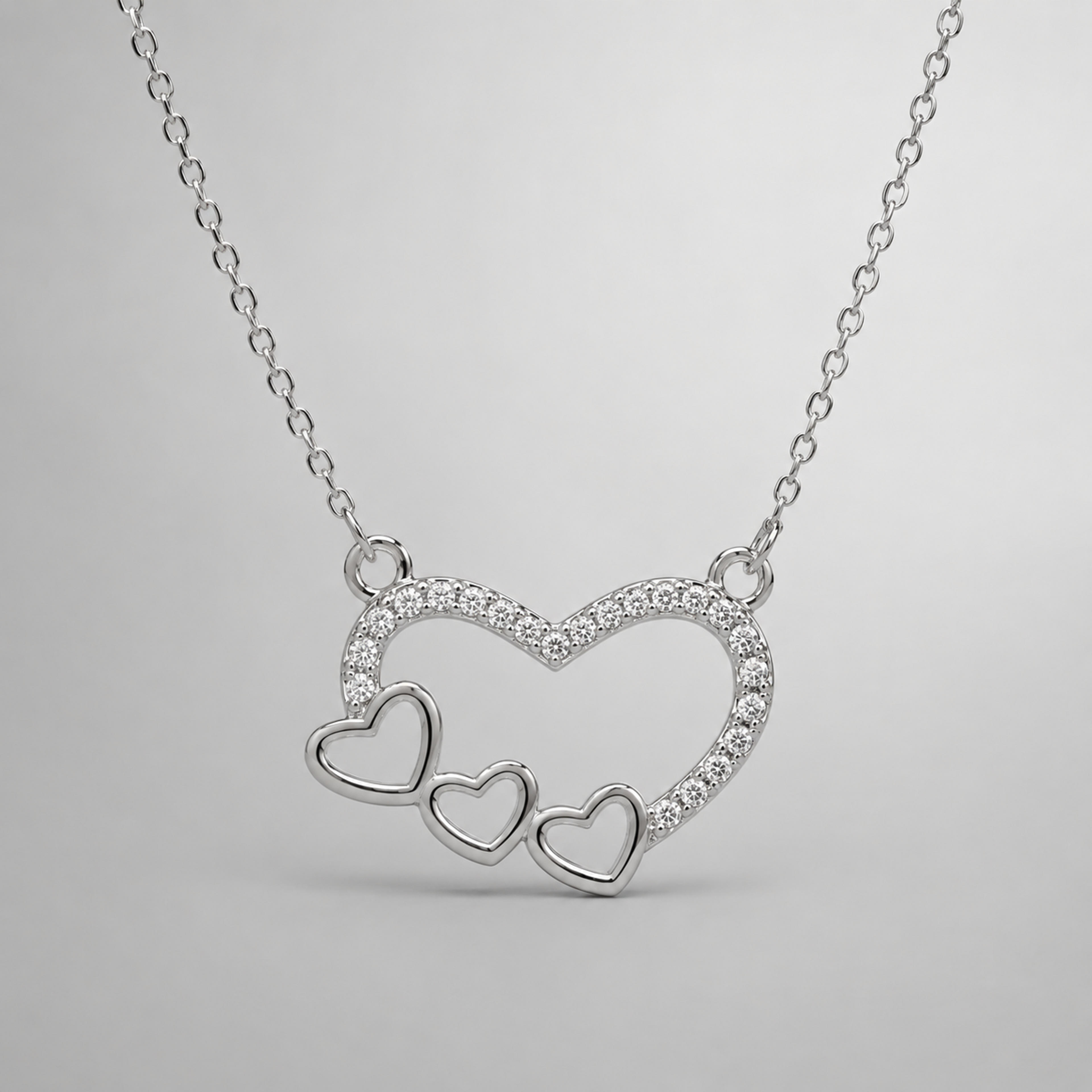Argent Devotion Pleated Triple Heart Jewelry Set