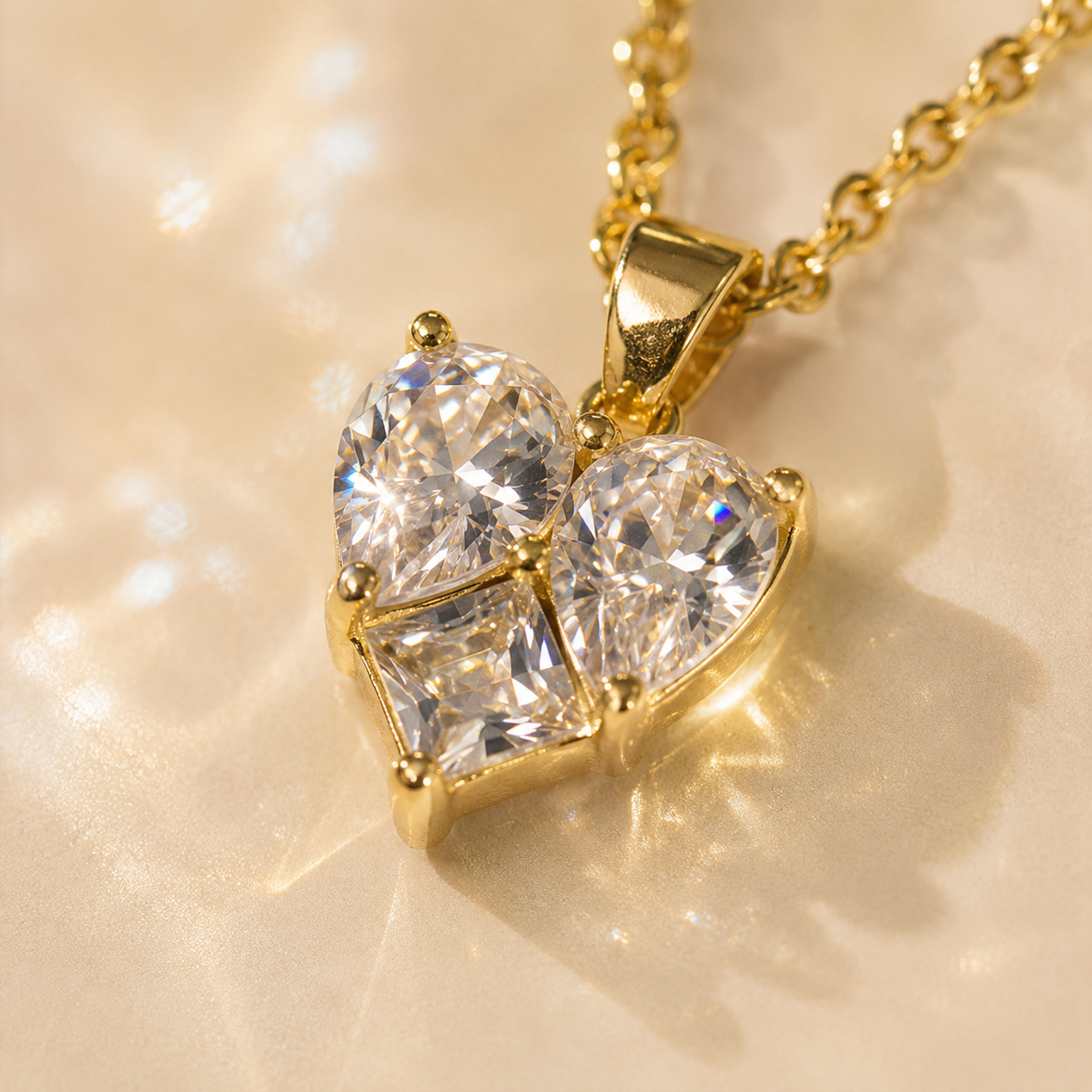 Gilded Radiance Pleated Heart Jewelry Set