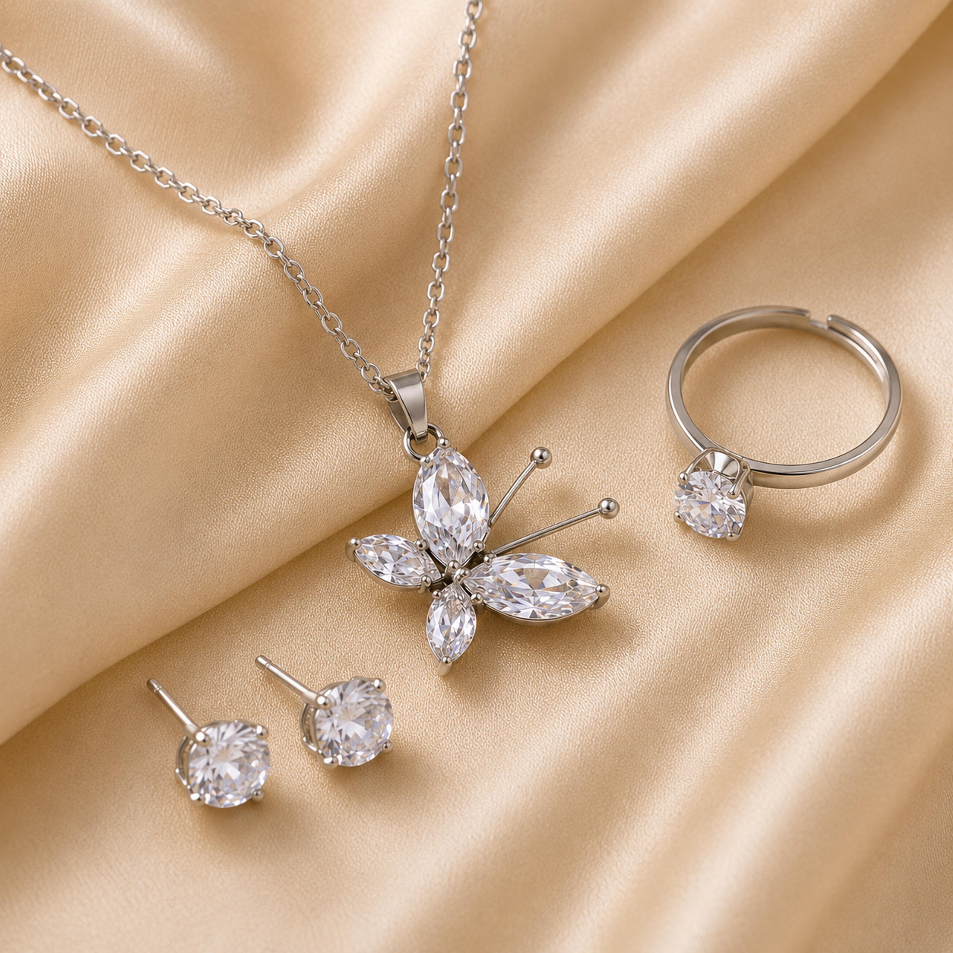 Luminous Butterfly Trinity Jewelry Set