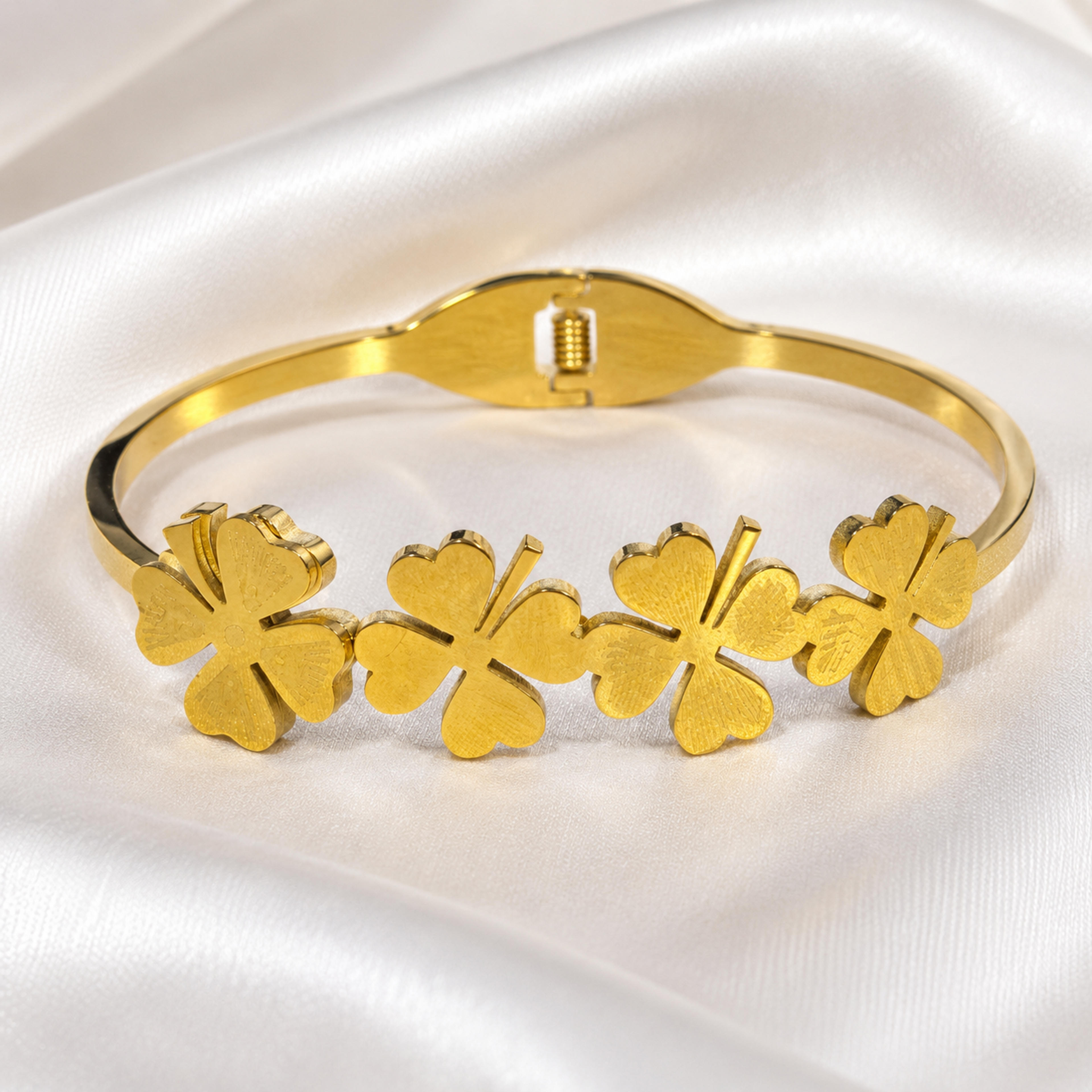 Gilded Filigree Clover & Blossom Hand Cuff