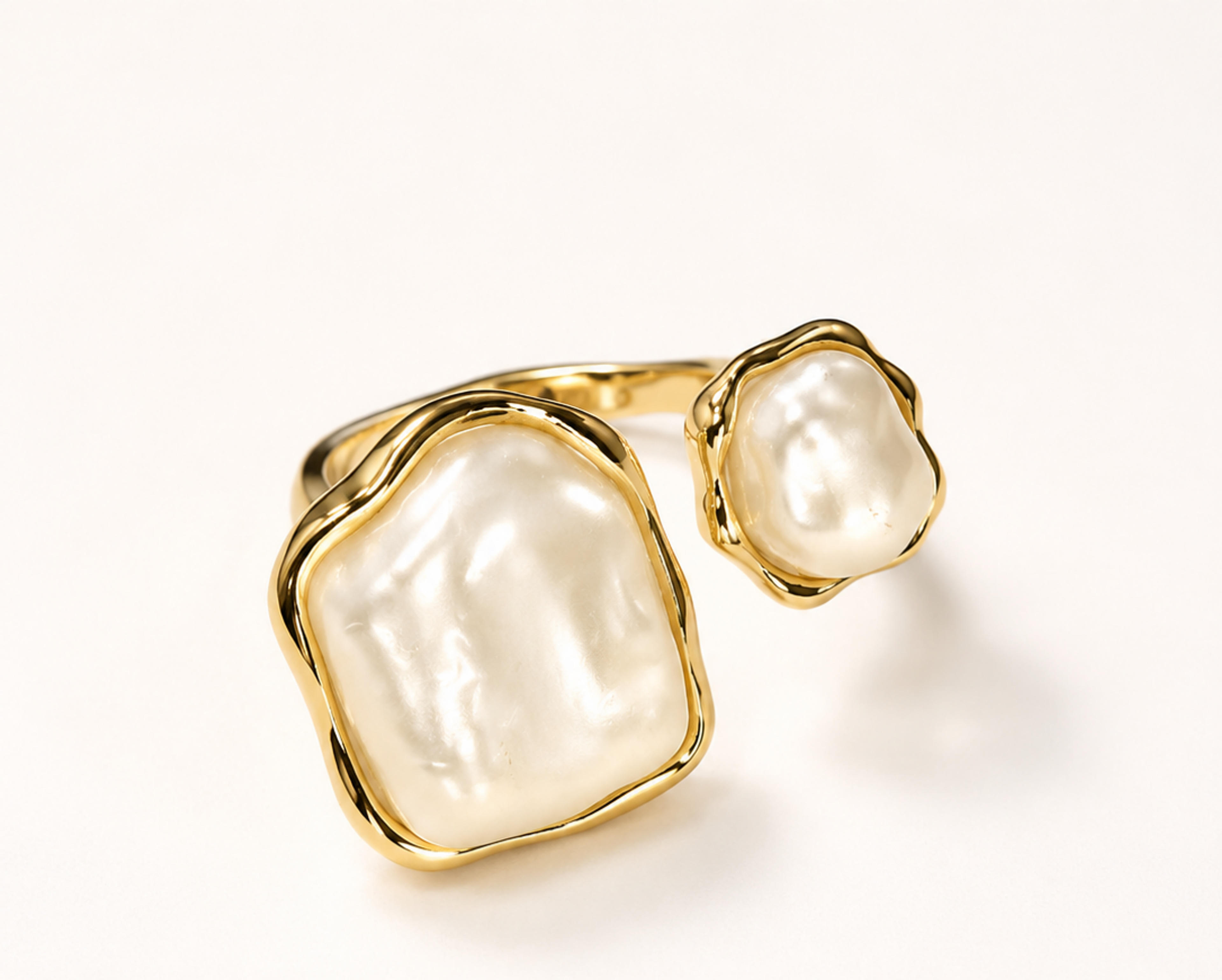 Mother of Pearl Rings: Lustrous Twine Stainless Steel Adjustable Ring
