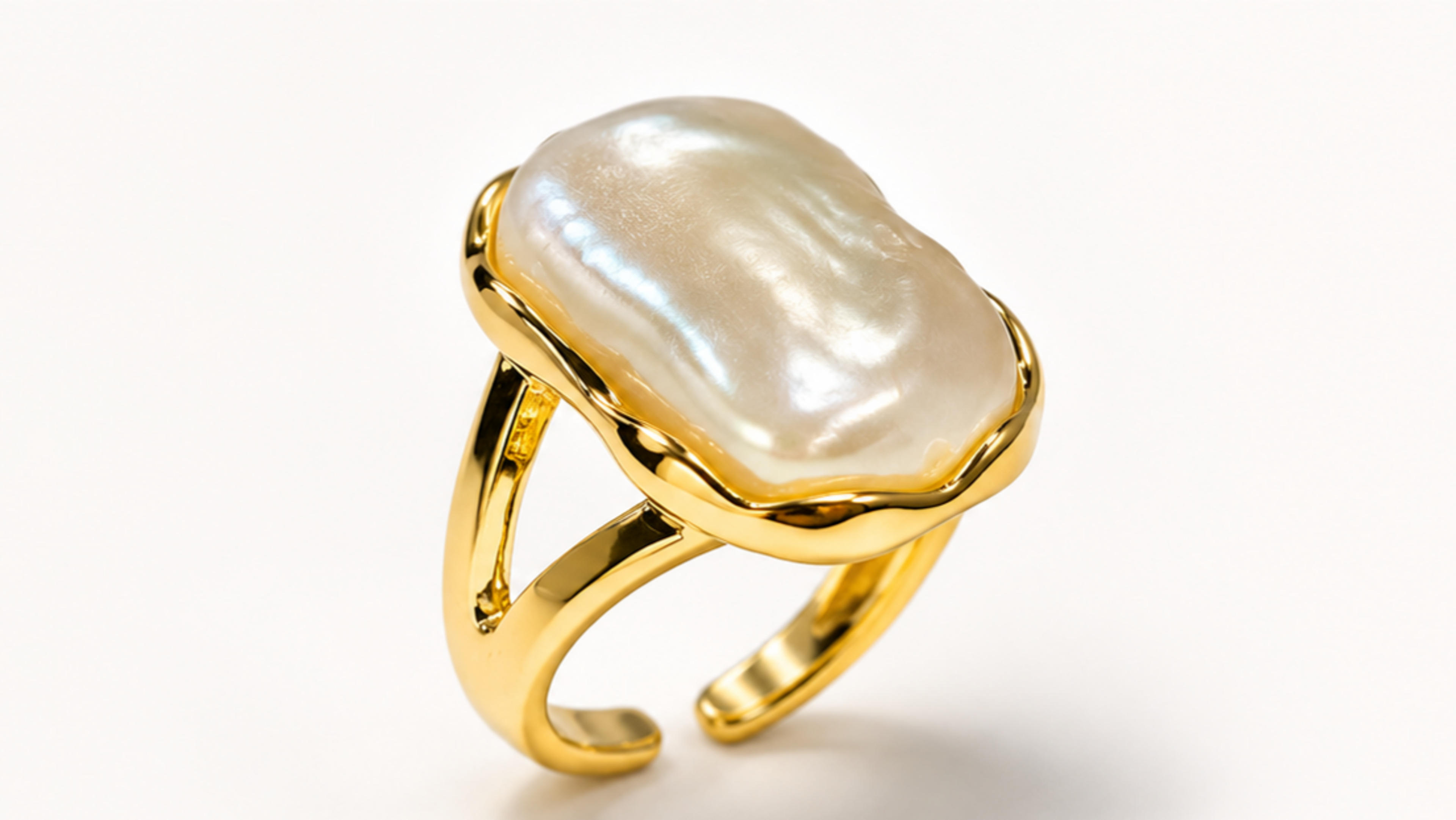 Mother of Pearl Rings: Lustrous Petal Stainless Steel Adjustable Ring