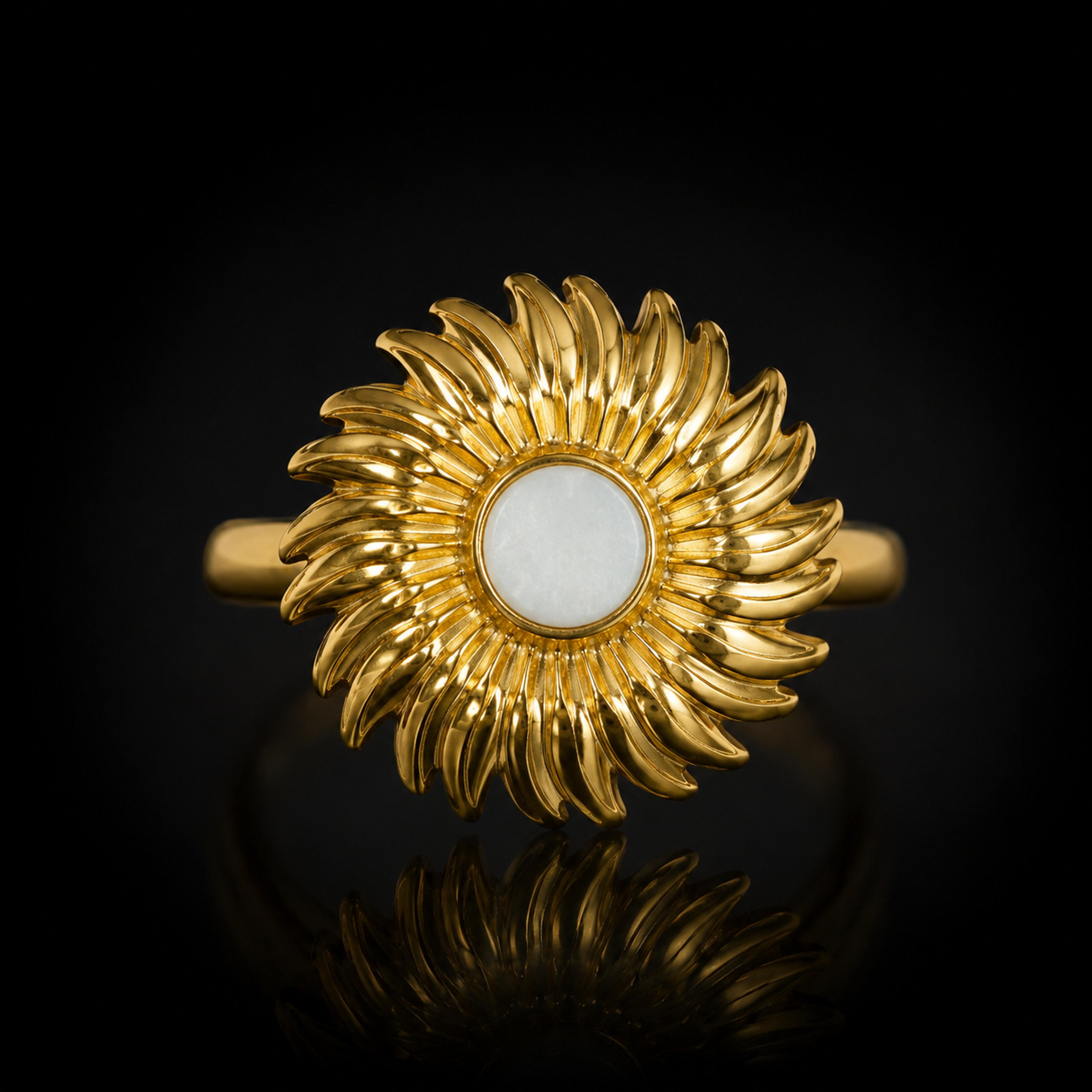 Gilded Lattice Stainless Steel Adjustable Ring