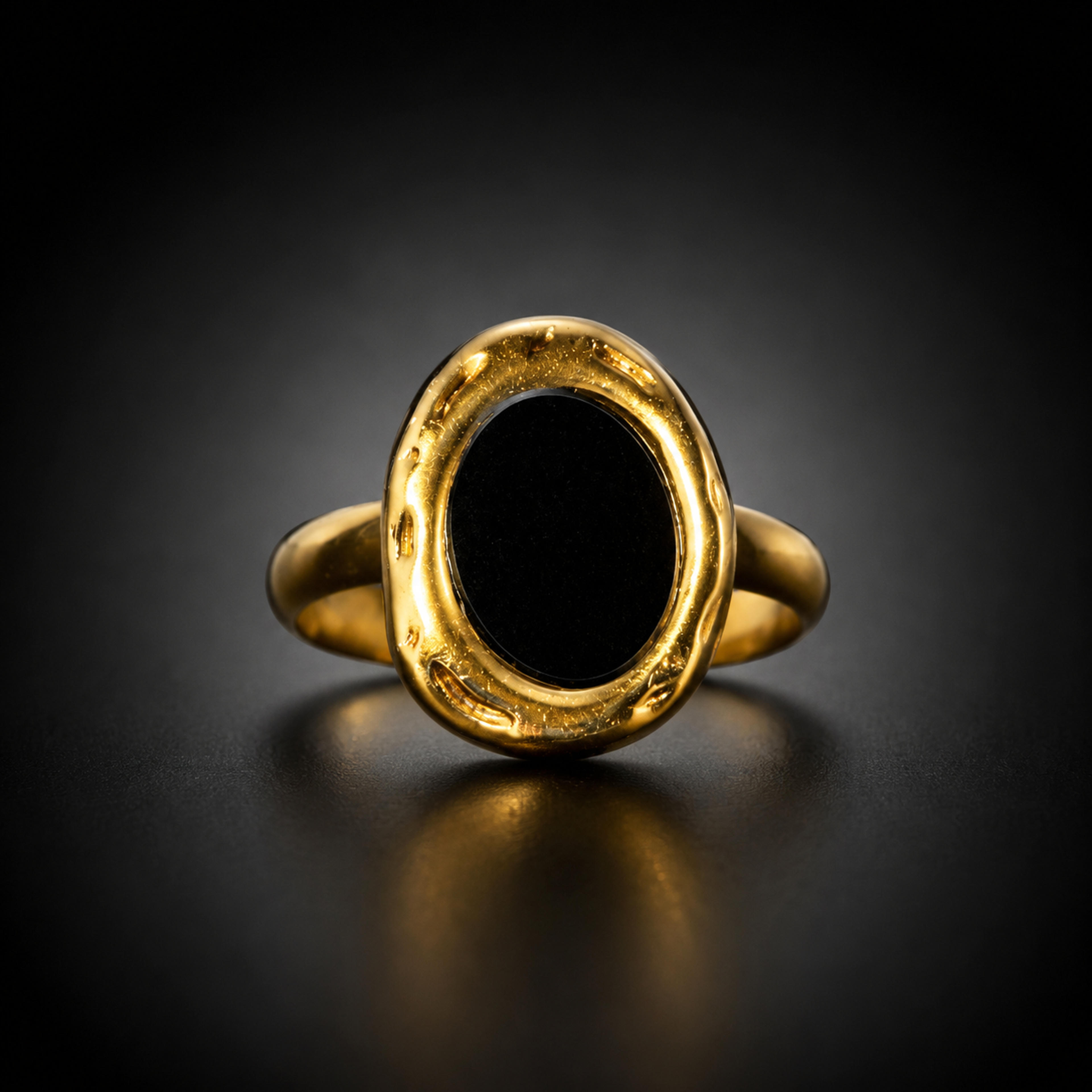 Midnight Ellipse Stainless Steel Adjustable Ring