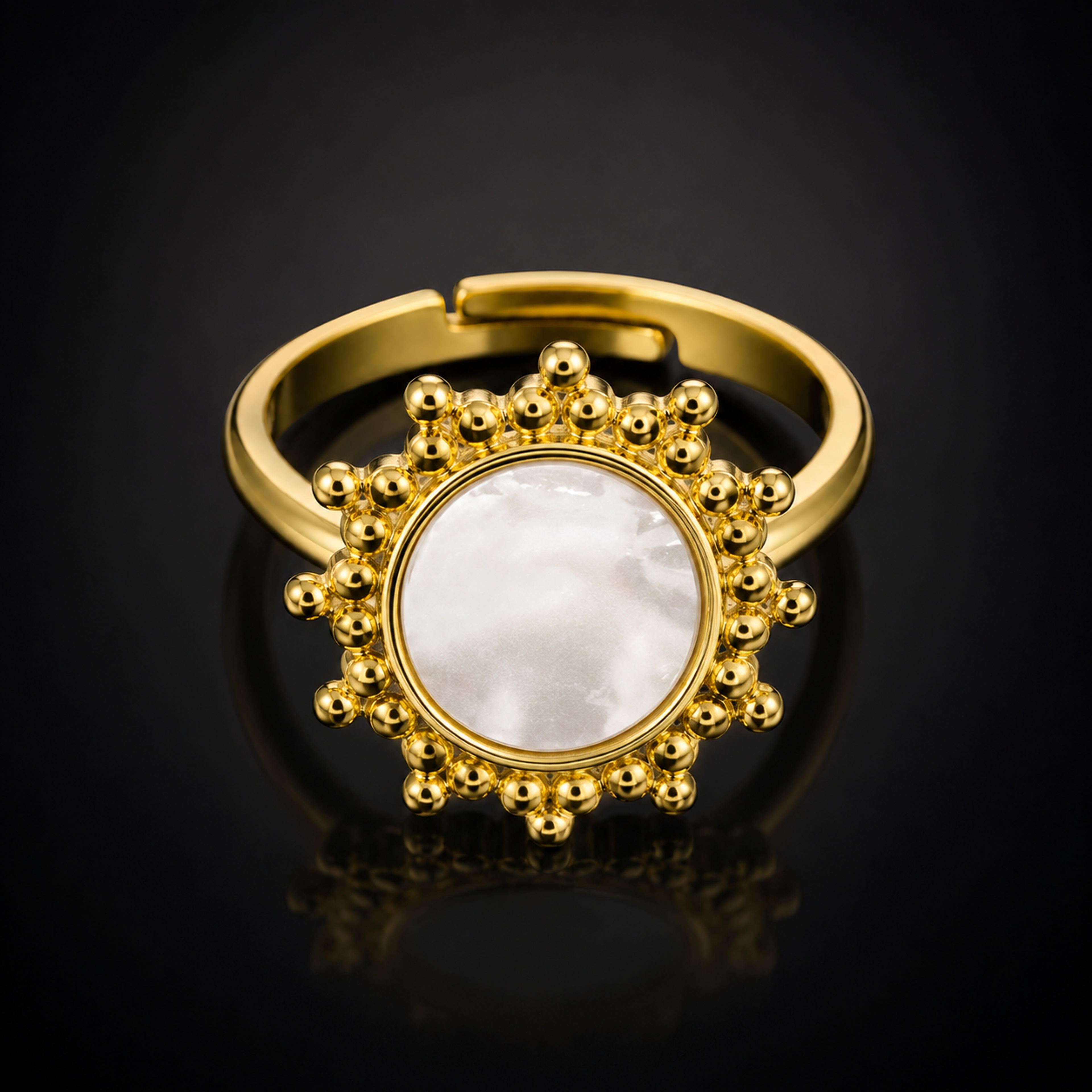Celestial Sunburst Stainless Steel Adjustable Ring