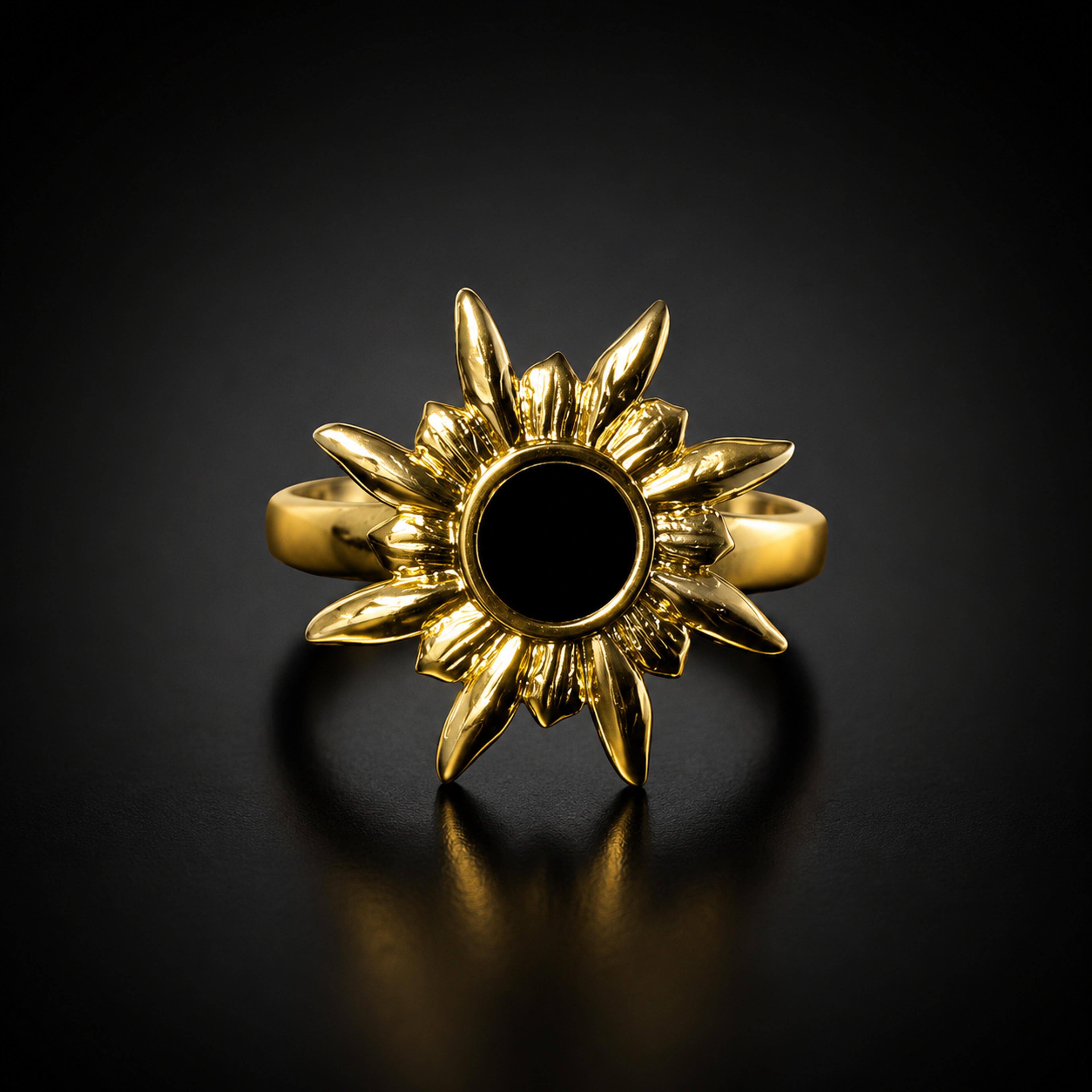 Golden Ripple Stainless Steel Adjustable Ring