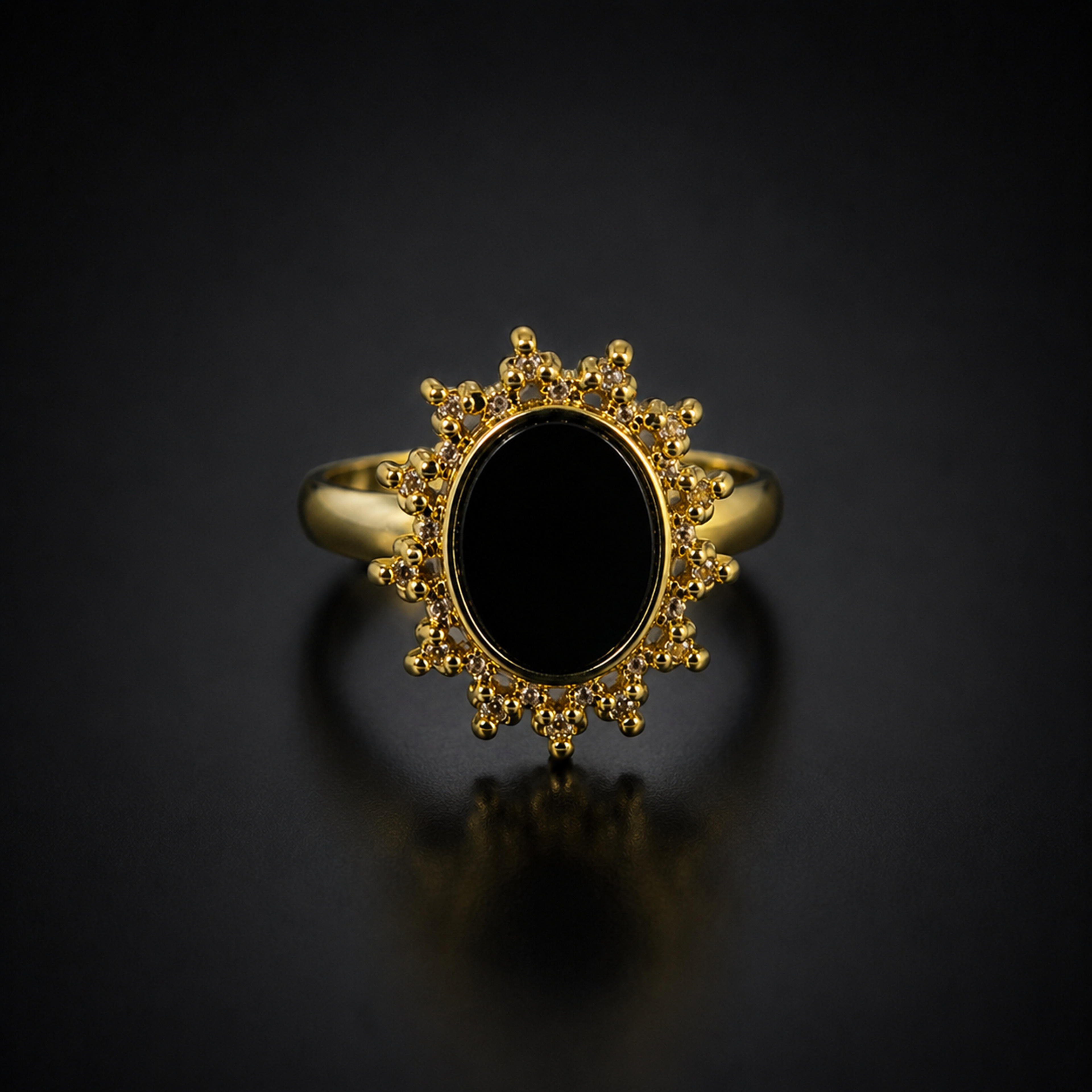 Geometric Black  Glimmer Stainless Steel Adjustable Ring