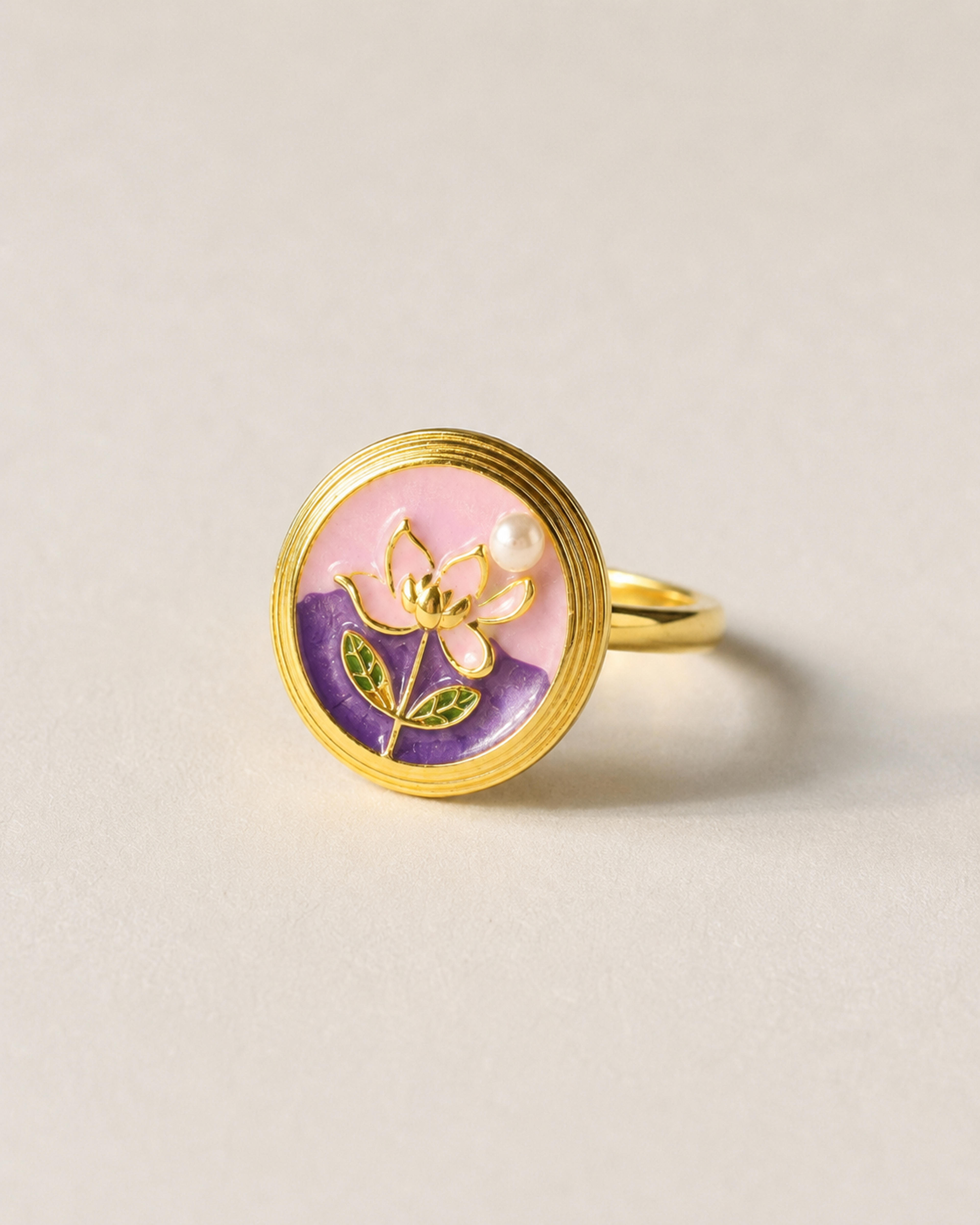 Lavender Purple Dream Stainless Steel Adjustable Ring