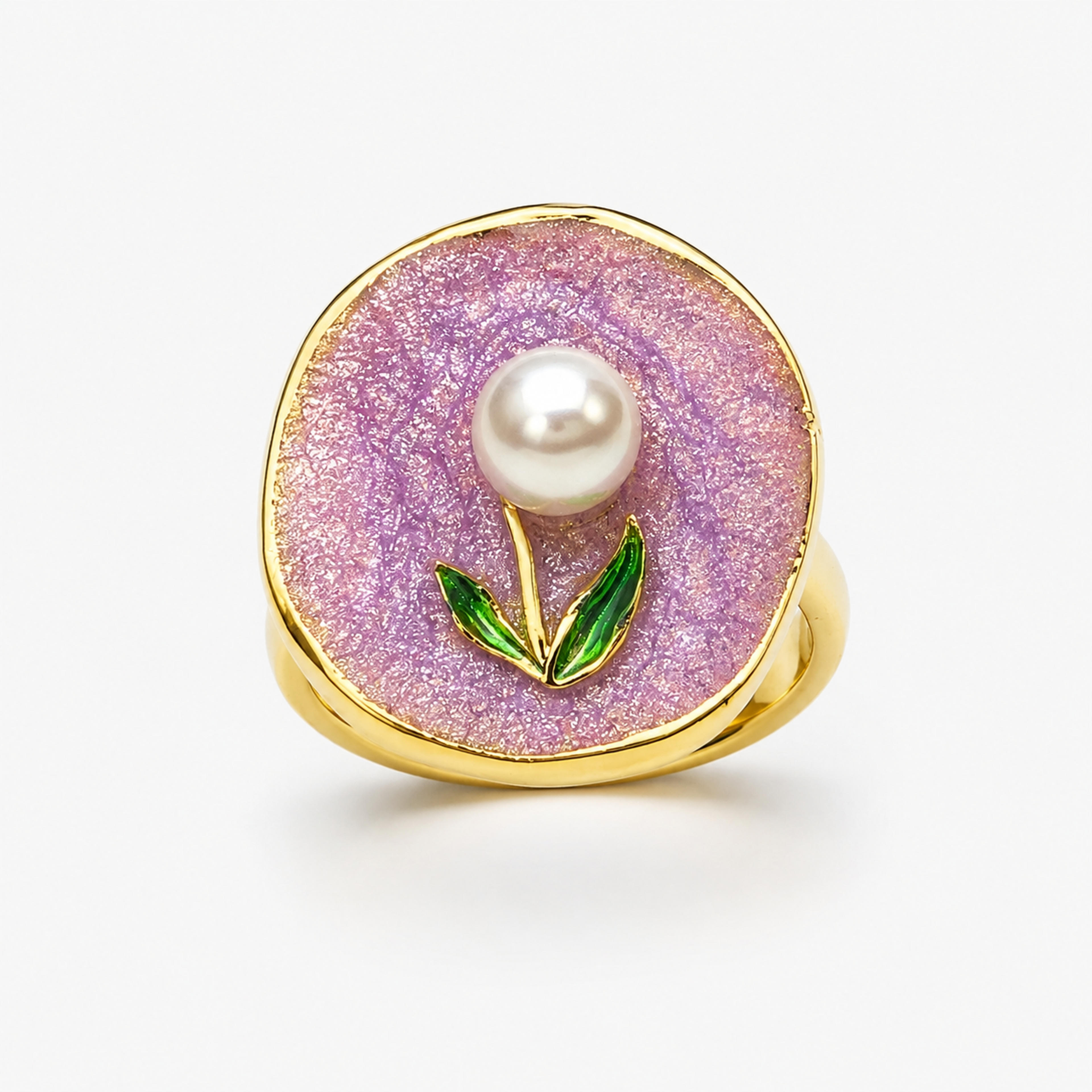 Celestial Radiance Lavender Stainless Steel Adjustable Ring