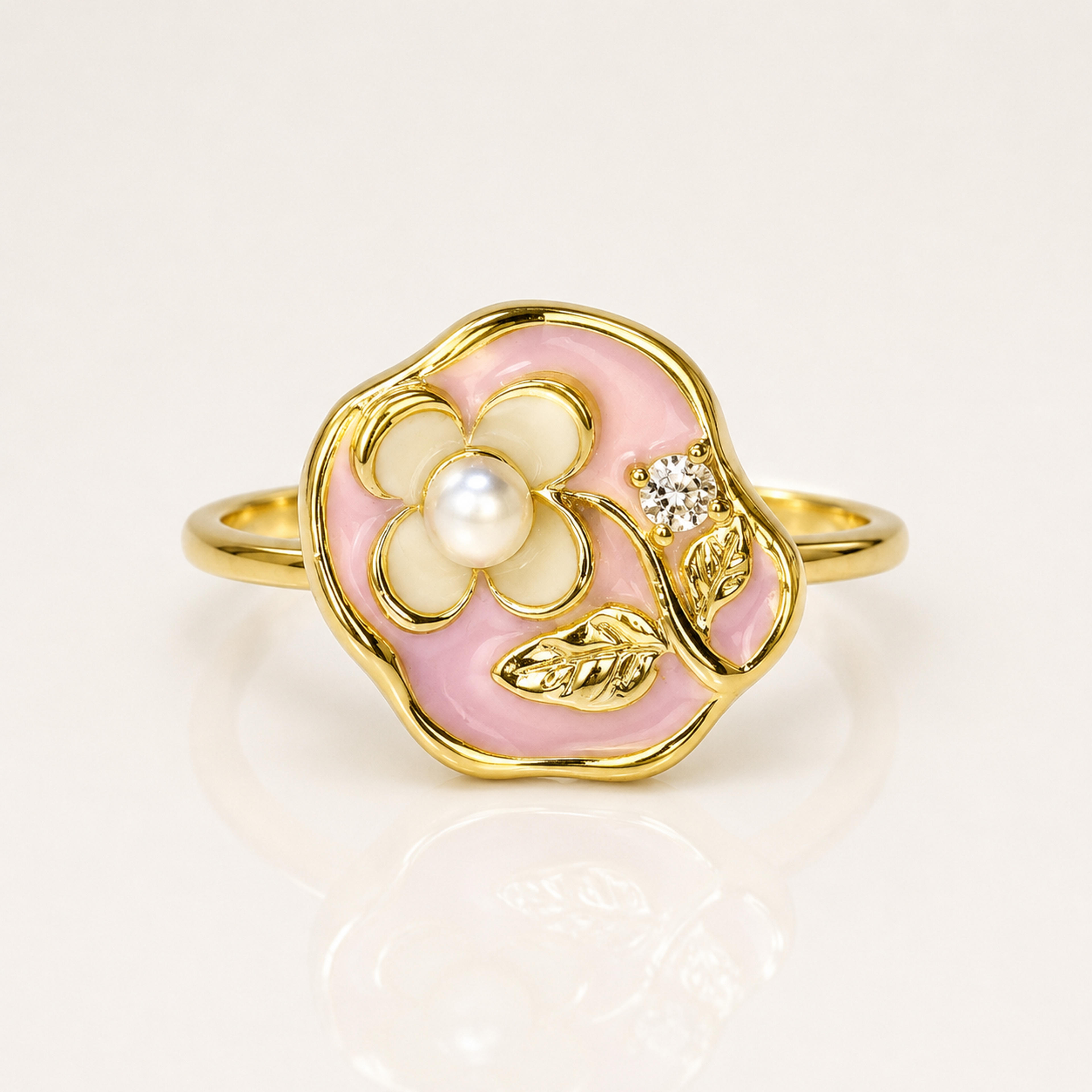 Lavender Floral Garden Stainless Steel Adjustable Ring