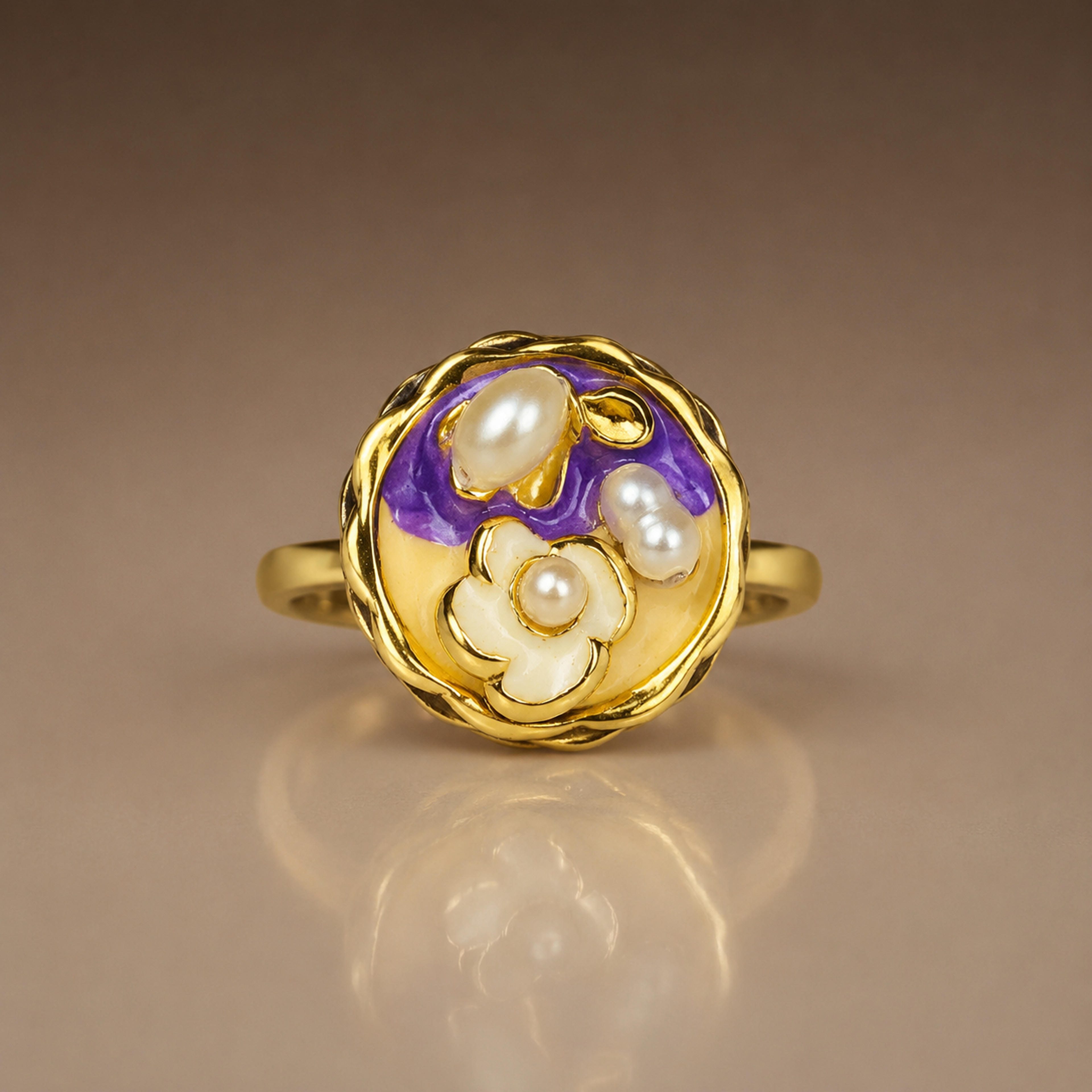 Secret Garden Pearl Stainless Steel Adjustable Ring
