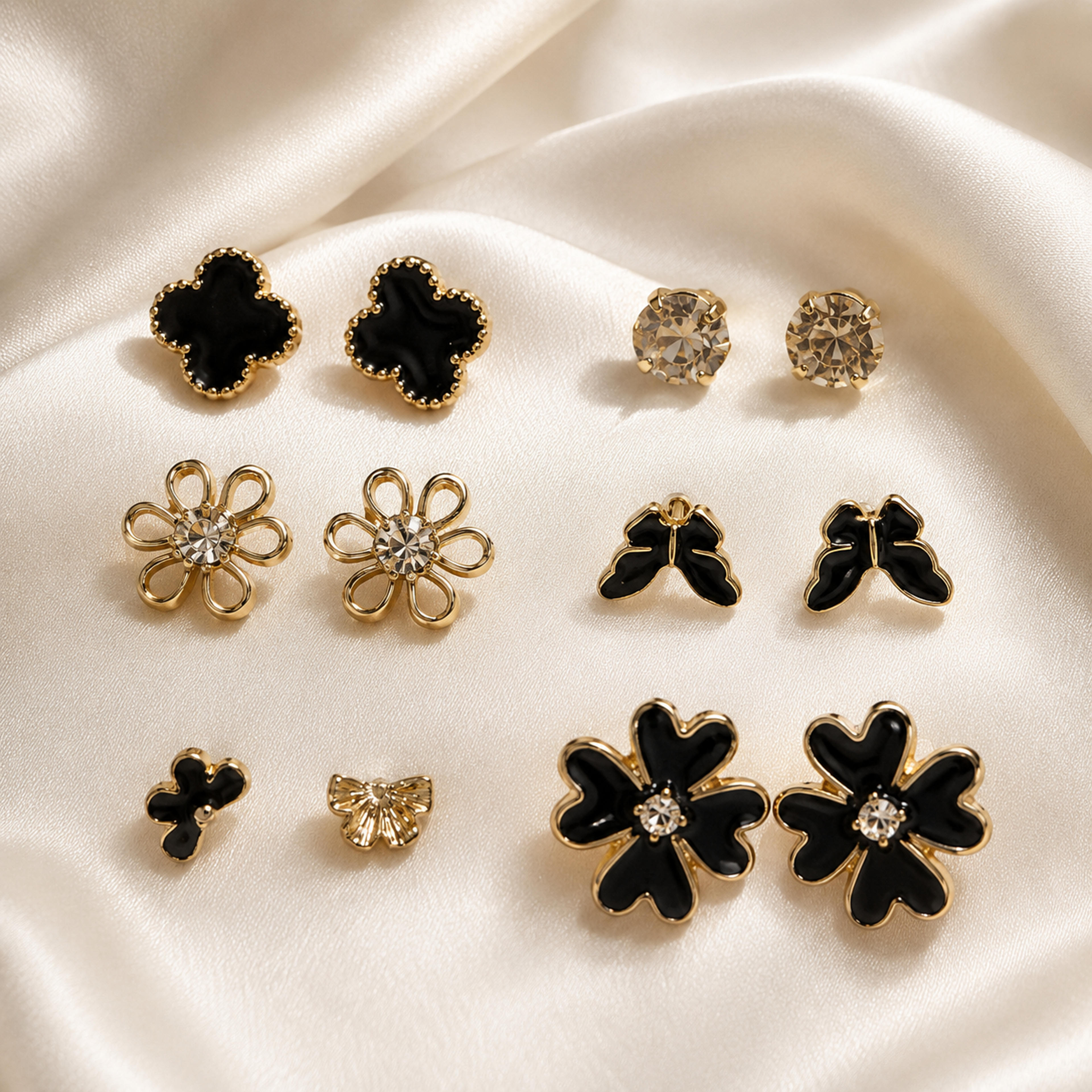 Midnight Botanical 6-Pair Stud Collection