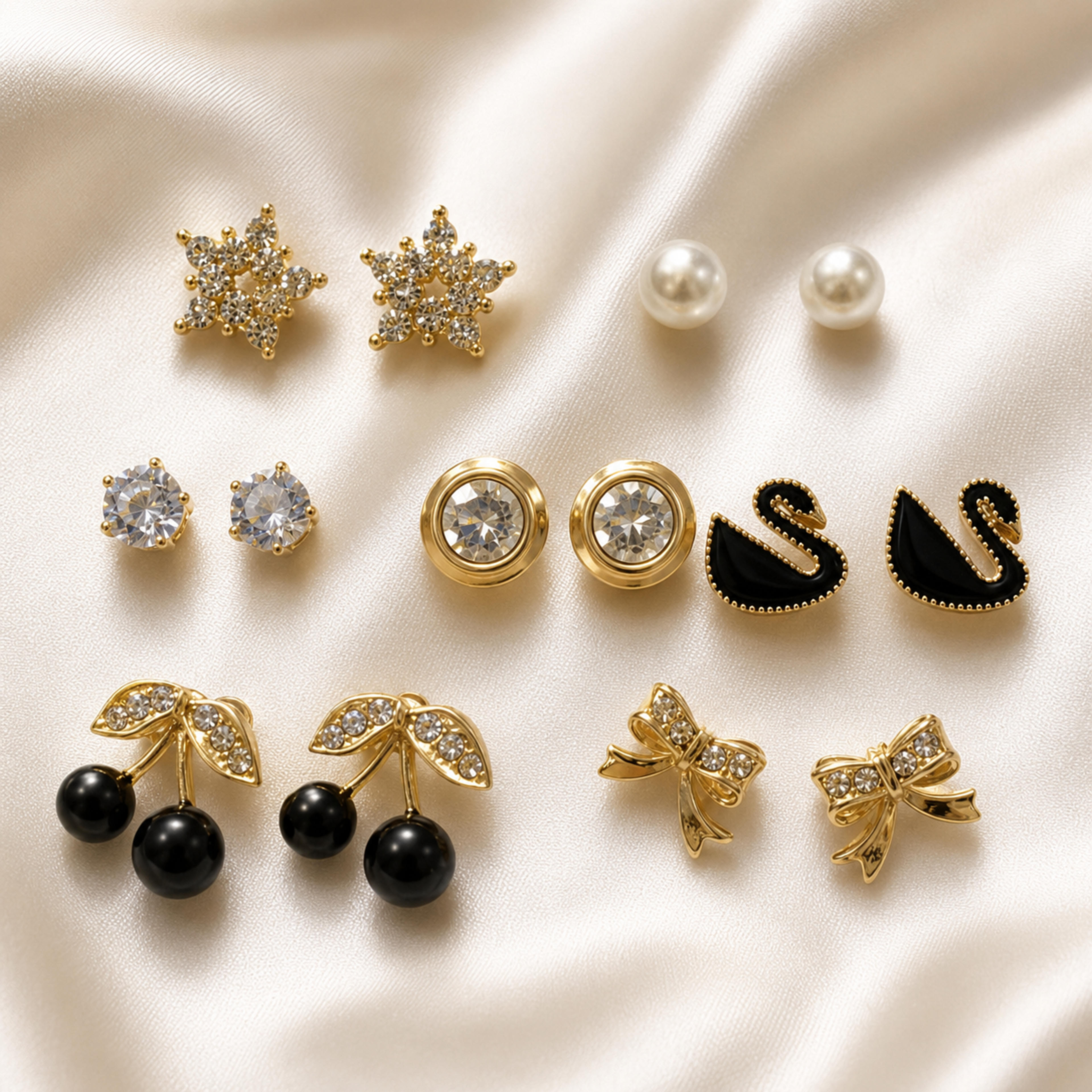 Gilded Midnight 6-Pair Stud Collection