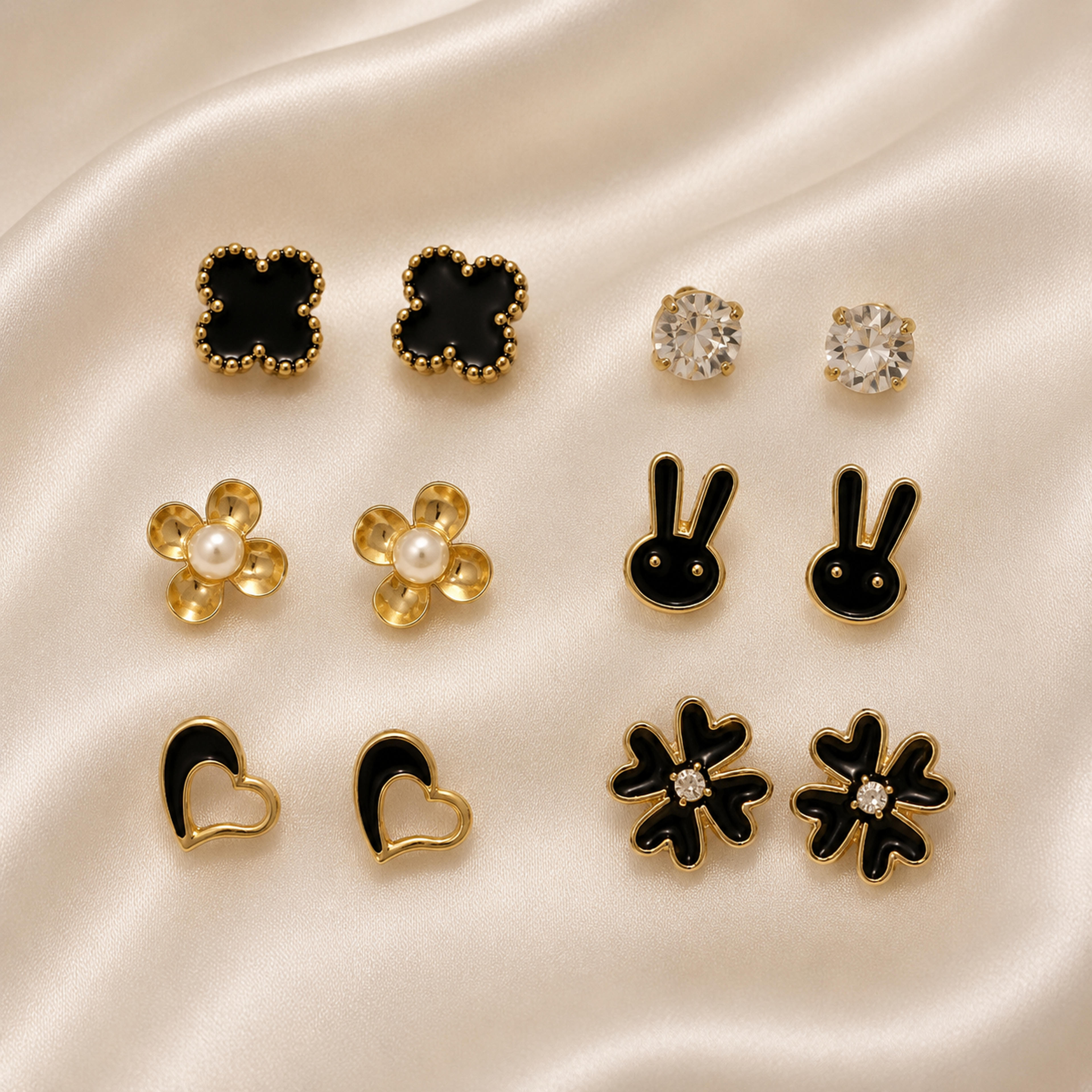 Midnight Noir Mixed Stud Earring Set