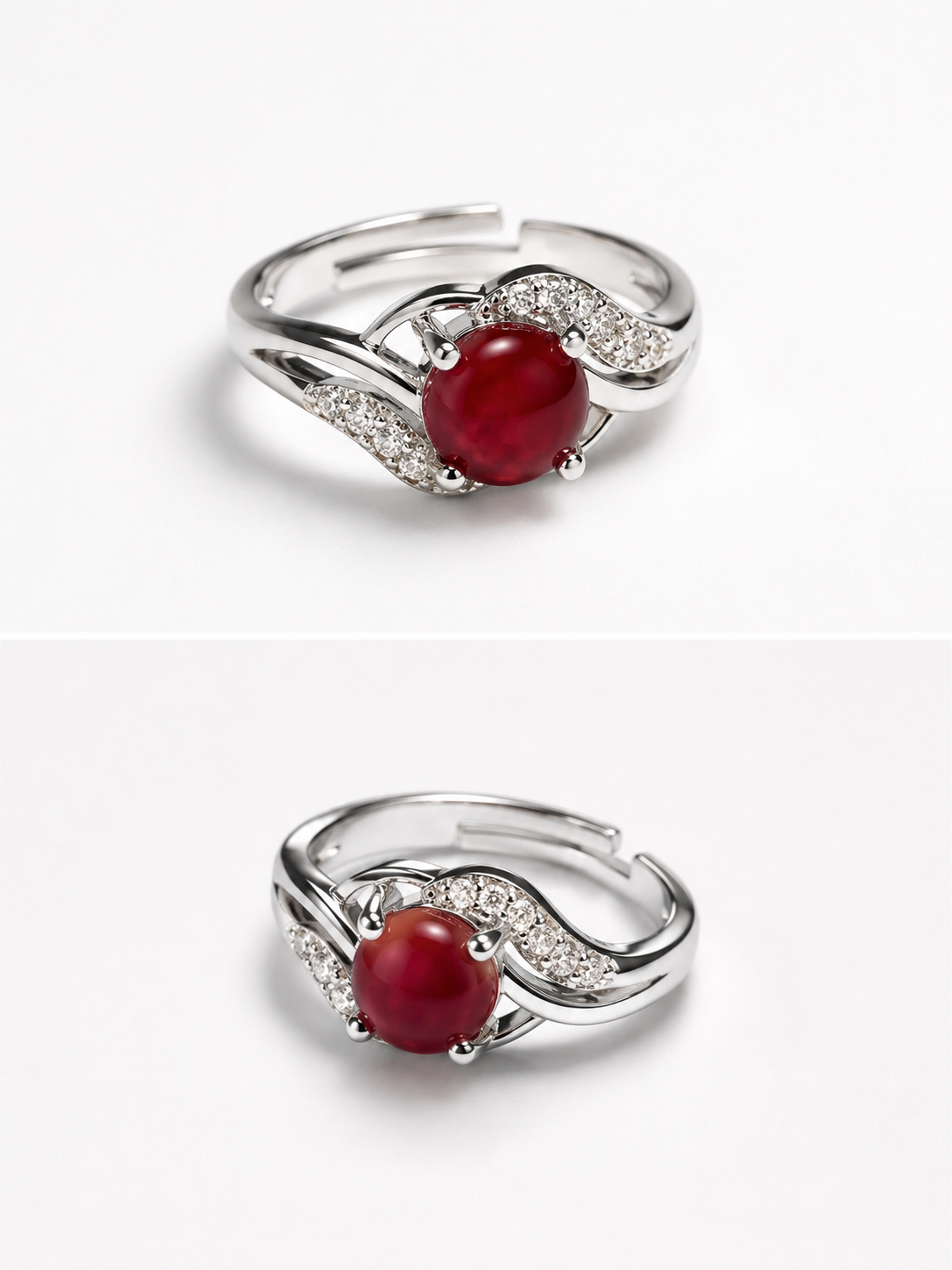 Crimson Aura Round Stone Ring 