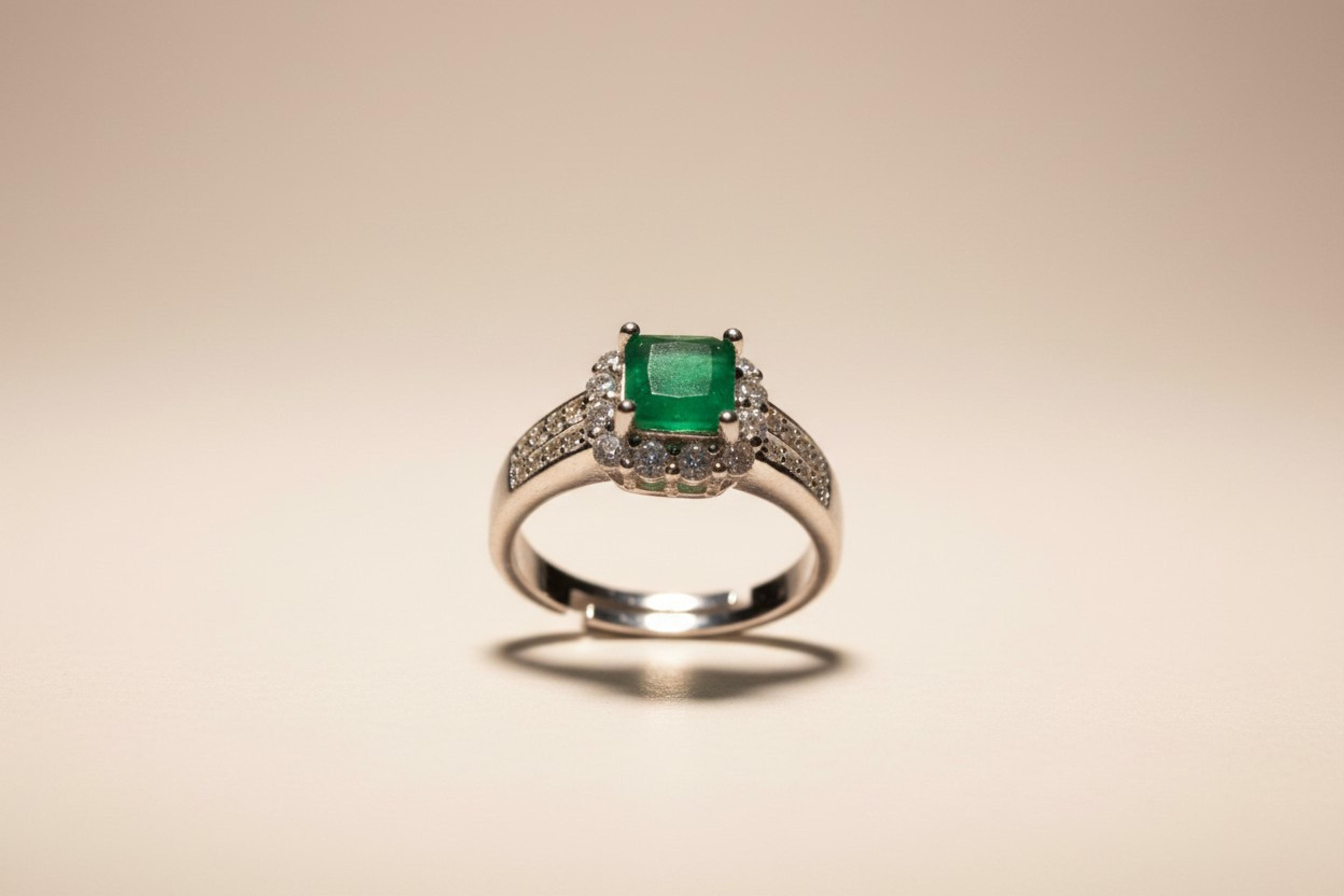 Emerald Green-Cut Royal Ring 