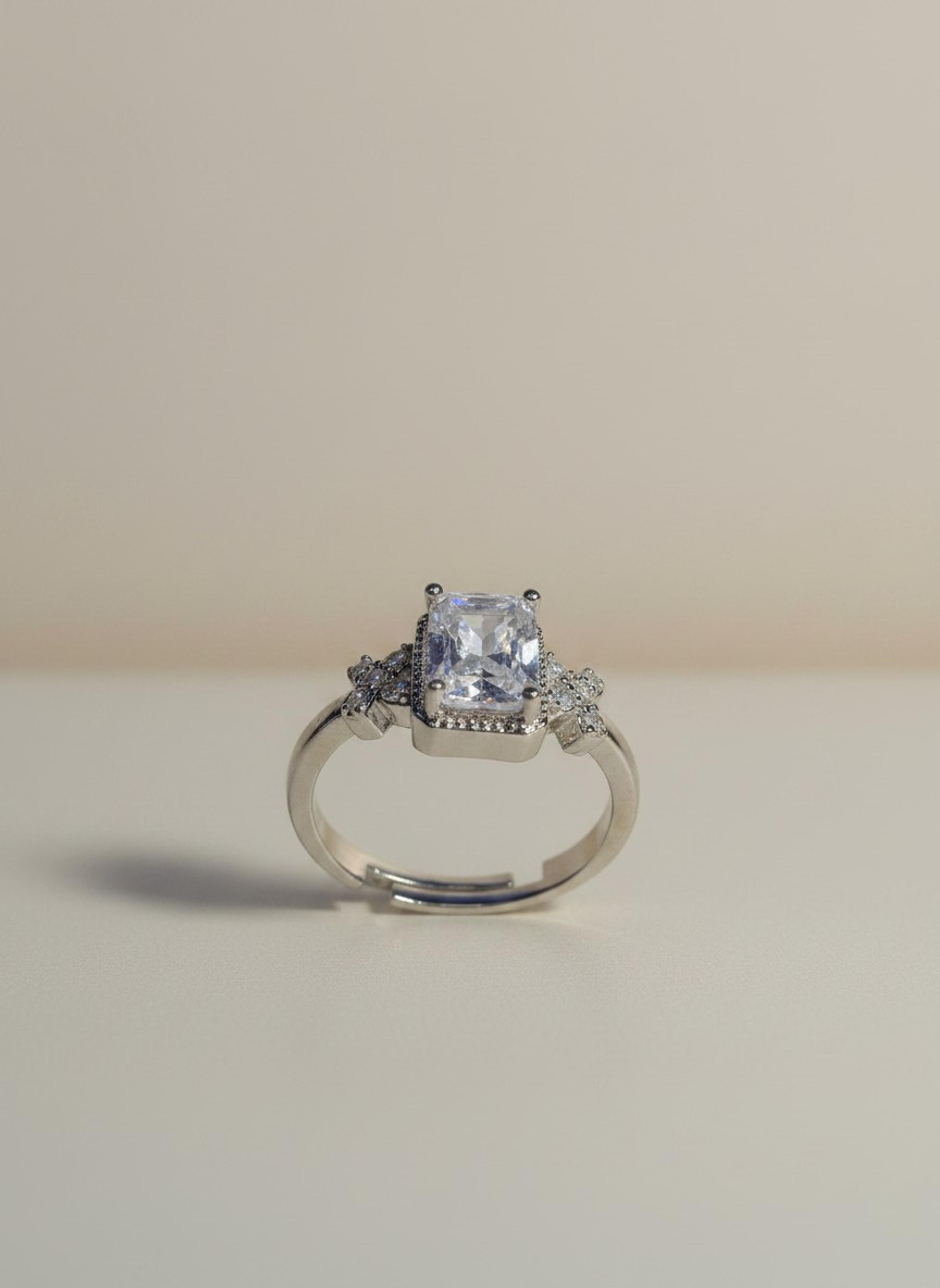 Clear Brilliant-Cut Rectangle Ring 