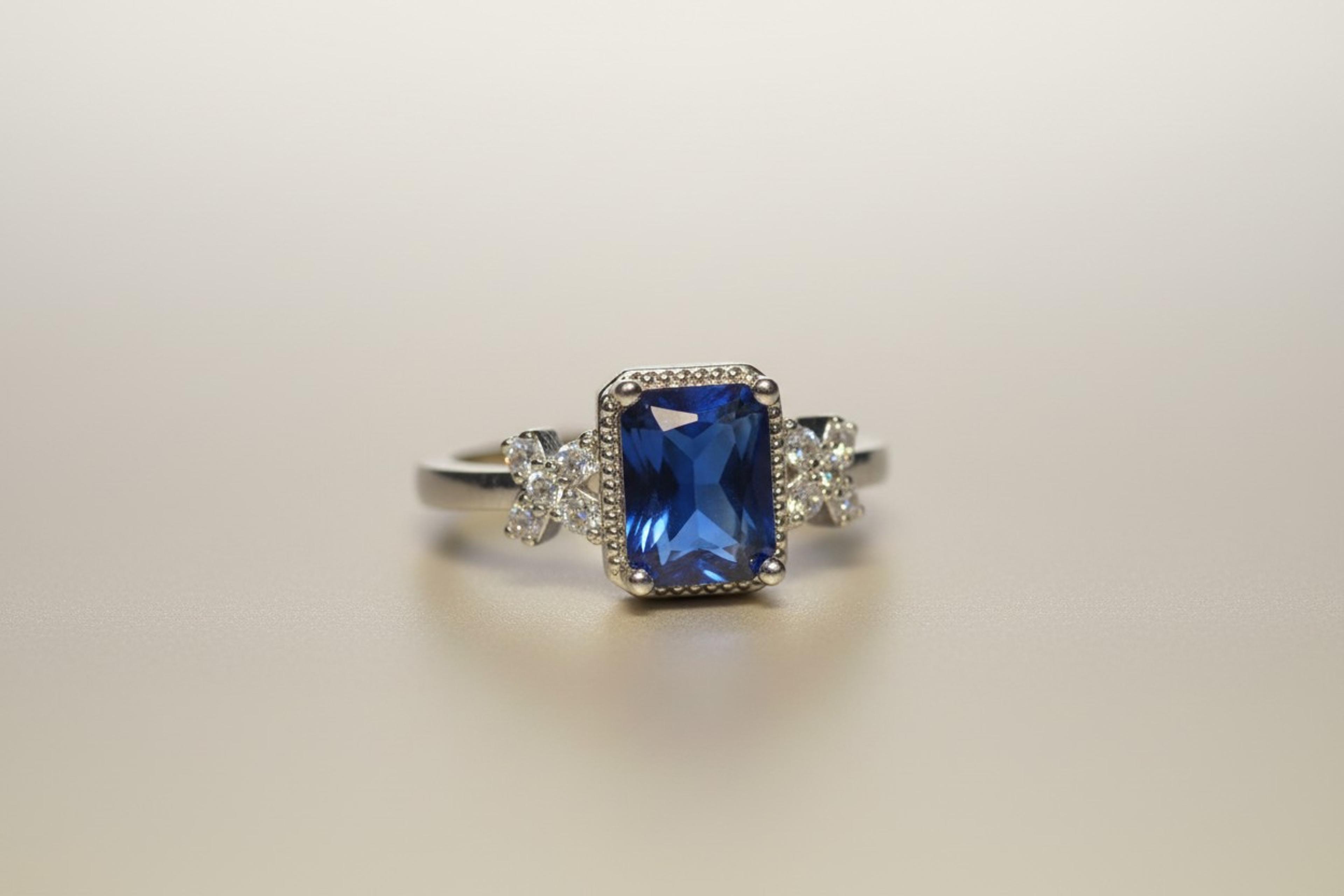 Deep Blue Rectangular Stone Rings