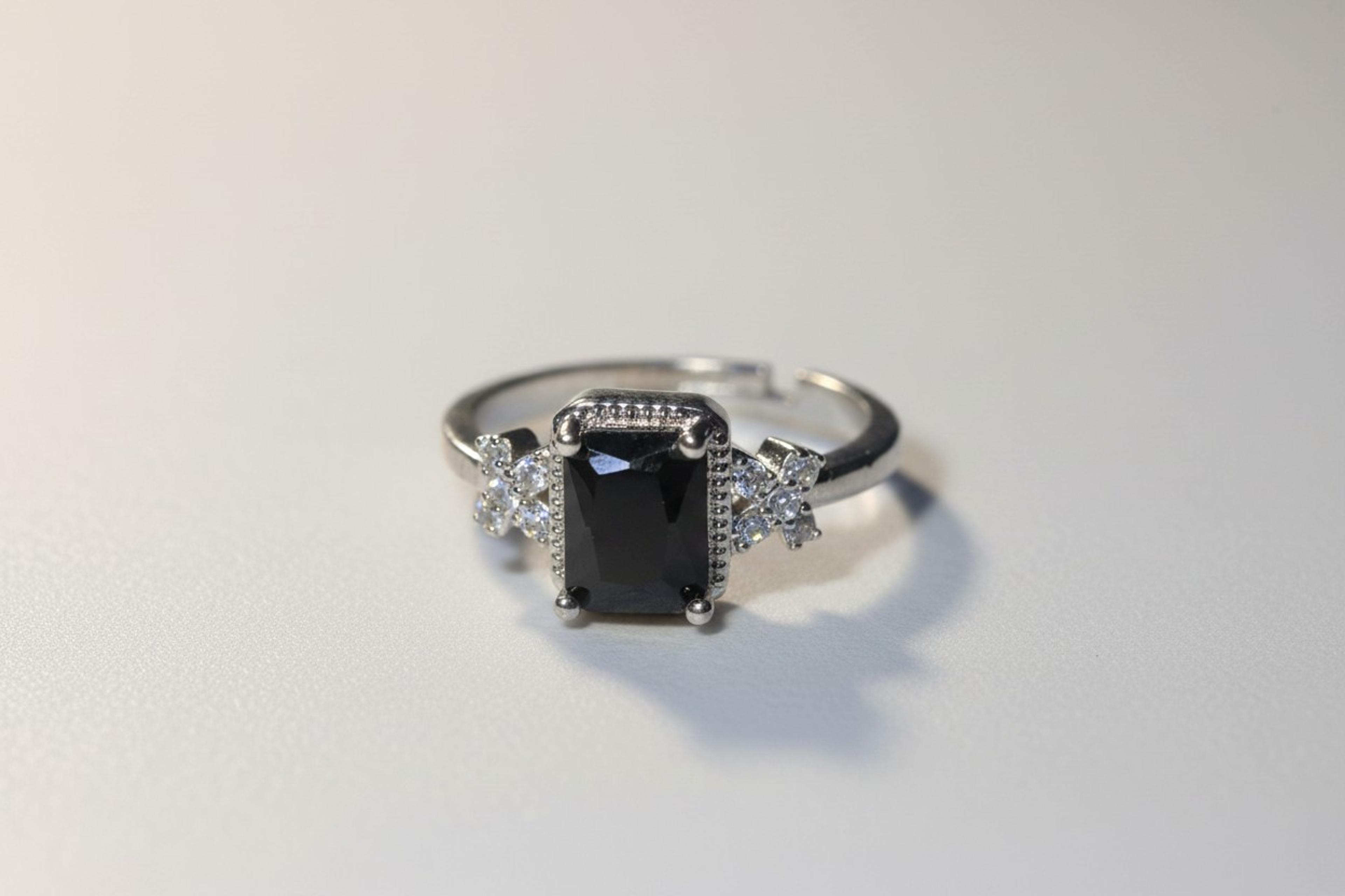 Onyx Black Rectangular Stone Ring