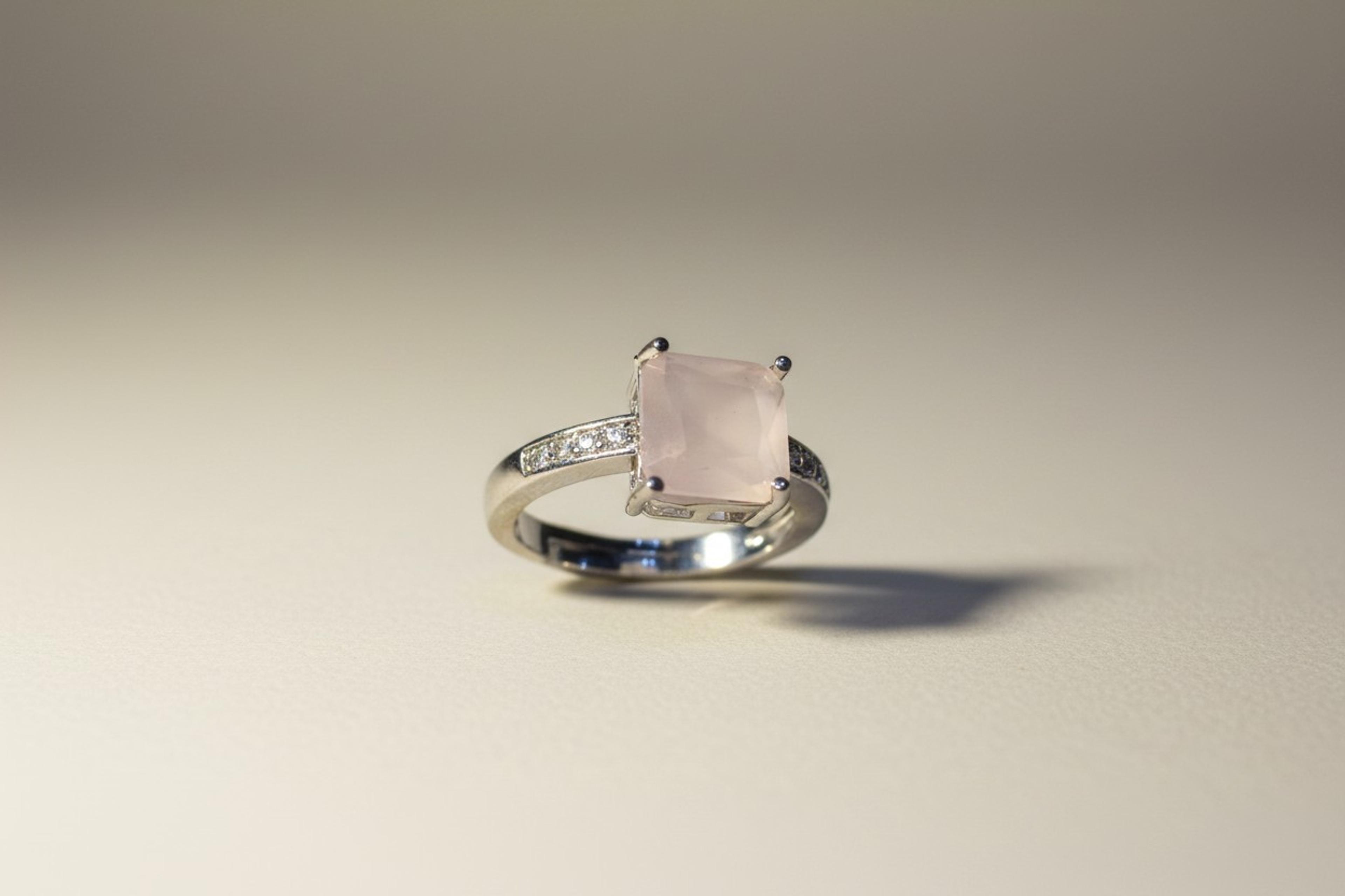 Rose Quartz Square Cut Ring 